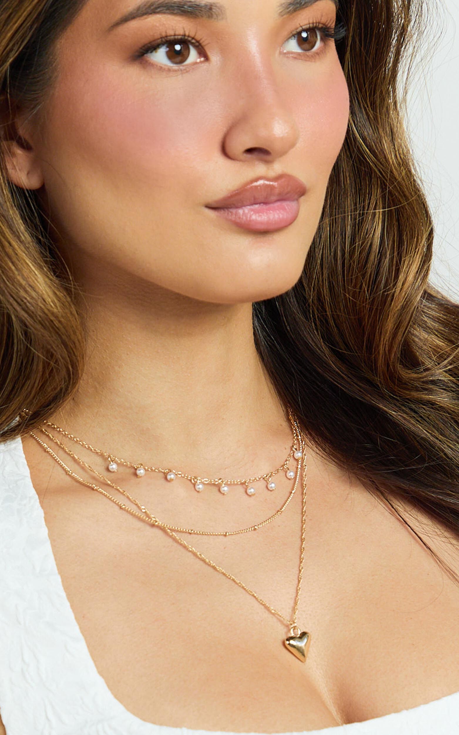 Felicity Necklace - Layered Heart Pendant Necklace in Gold