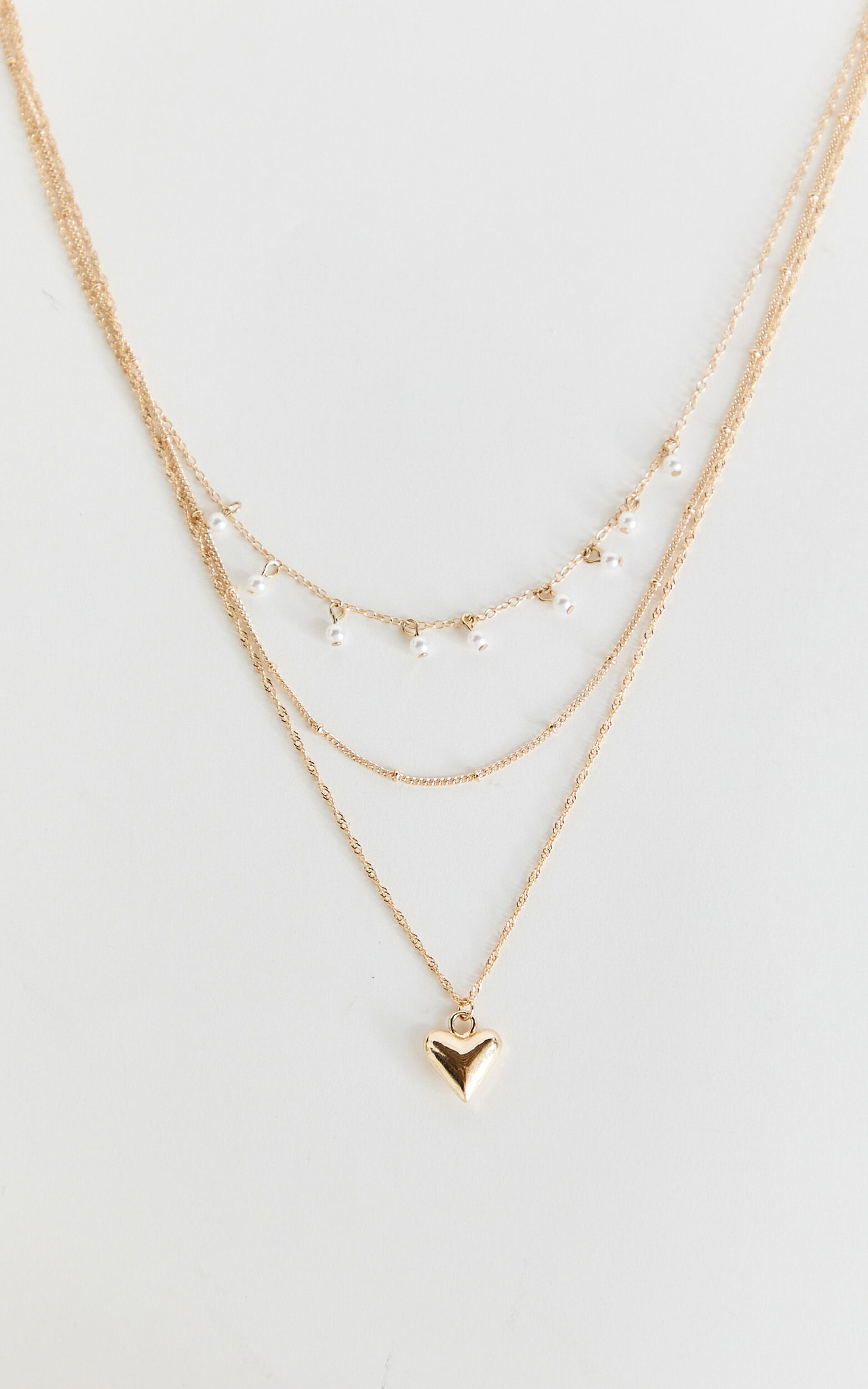 Felicity Necklace - Layered Heart Pendant Necklace in Gold