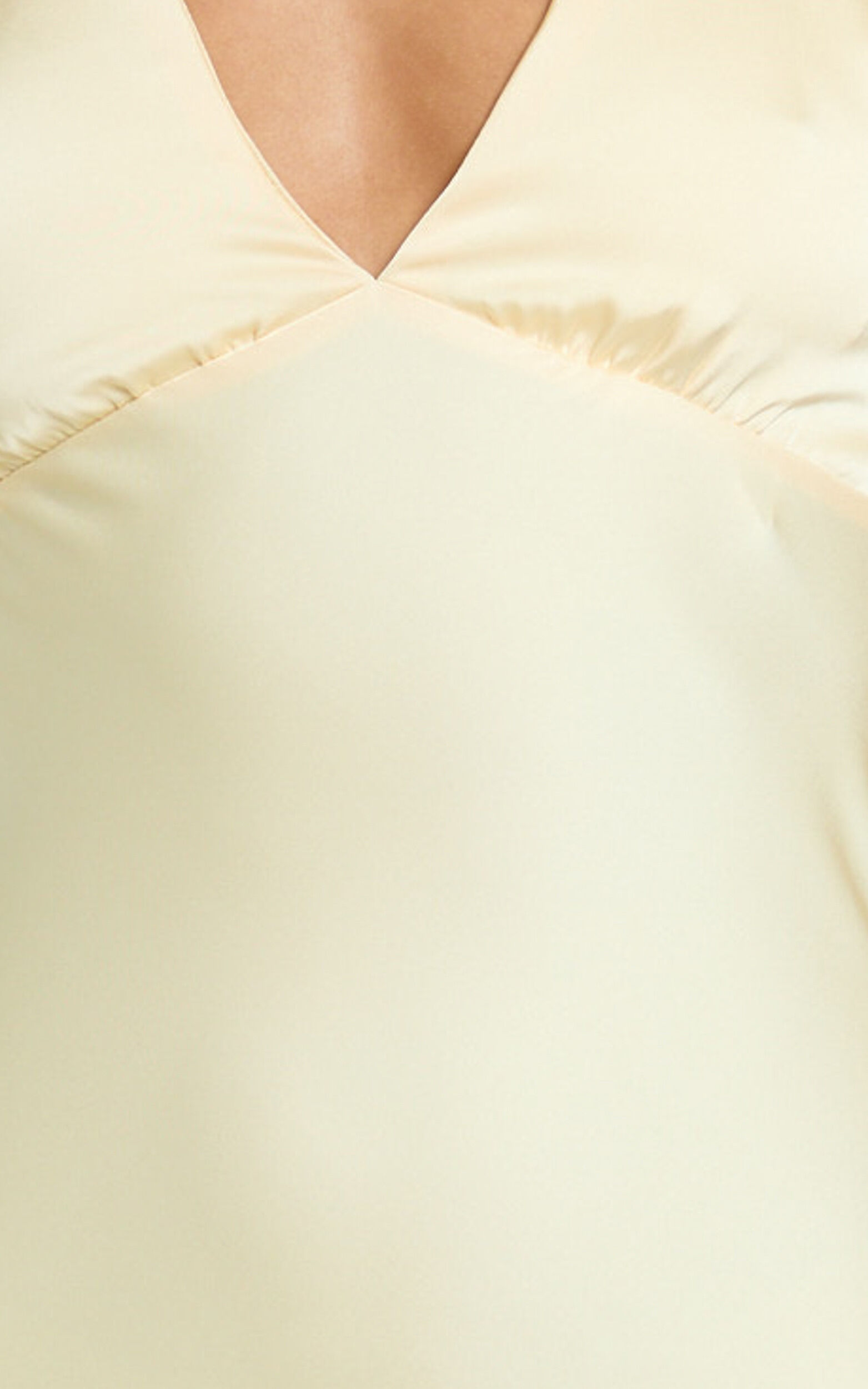 Khalani Midi Dress - Deep V Neck Satin Slip Dress in Butter Yellow