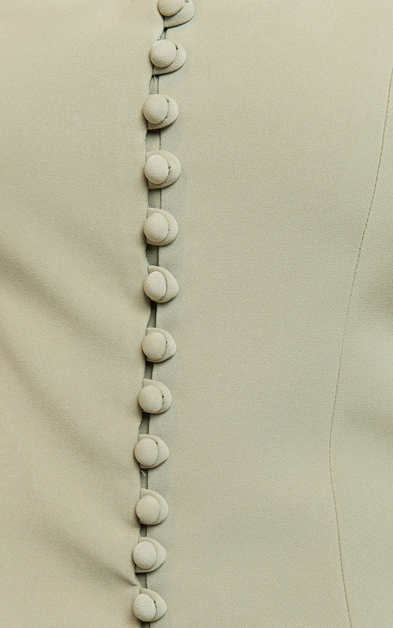 Monroe Two Piece Set - Strapless Button Down Longline Vest Top and High Waisted Mini Skirt in Sage