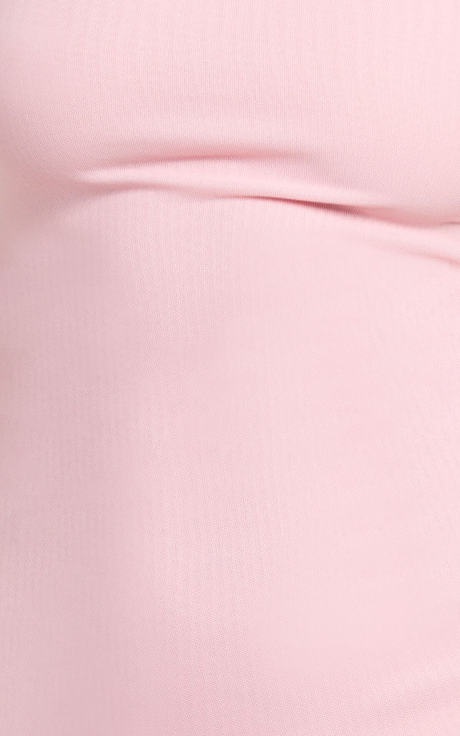 Jaimae Midi Dress - High Neck Side Knot Detail Mesh Dress in Soft Pink