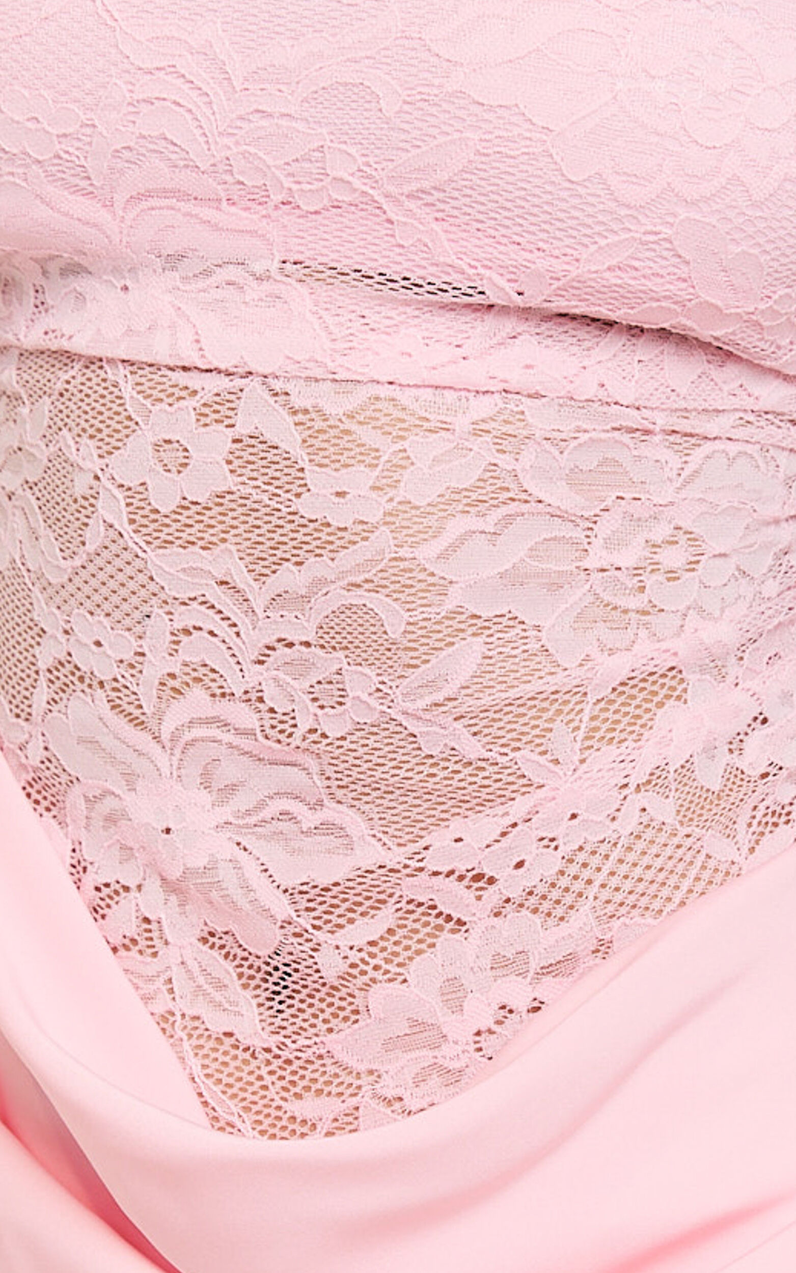 Rania Mini Dress - Square Neck Cowl Waist Lace Dress in Pink