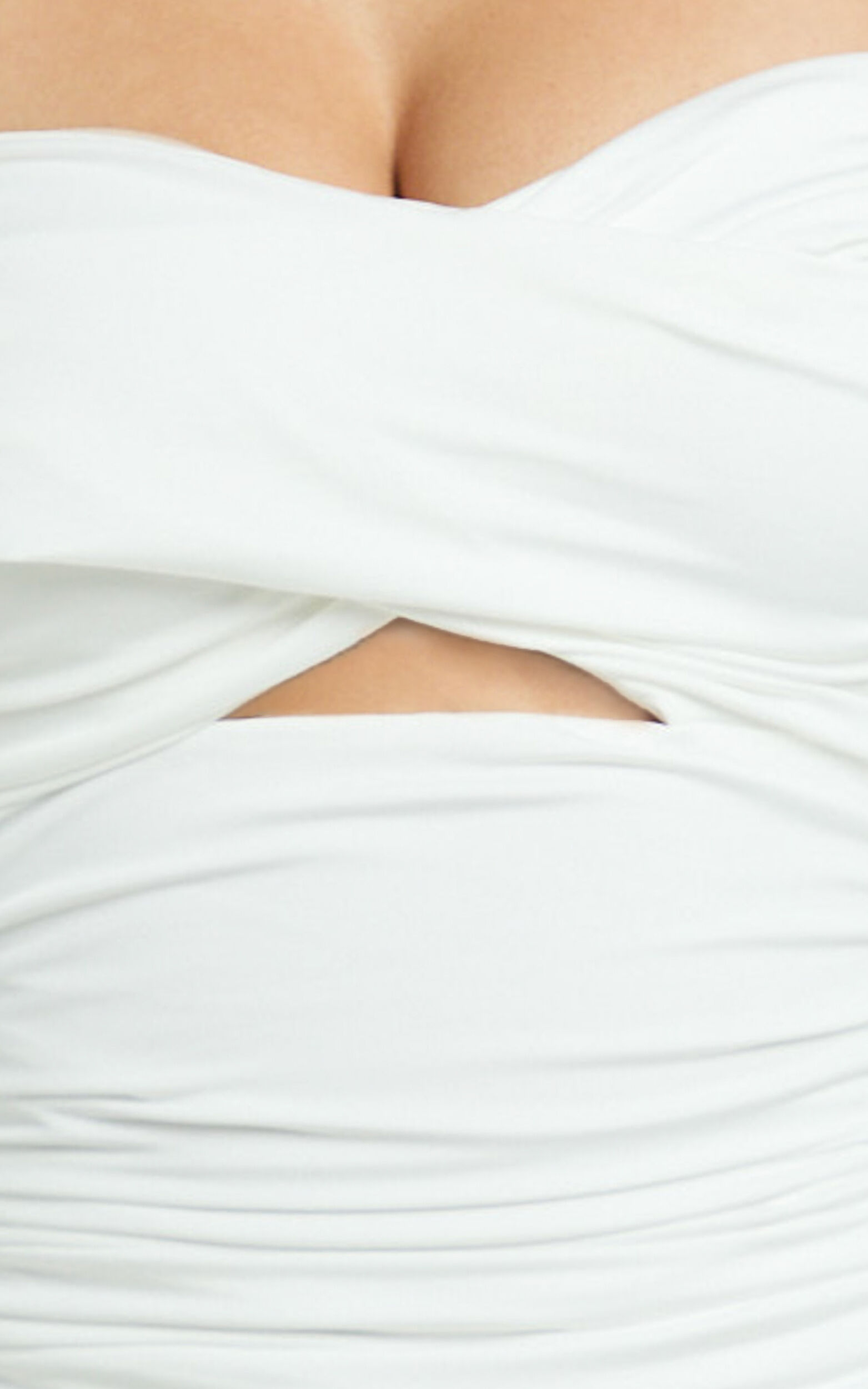 Dana Top - Off Shoulder Long Sleeve Ruched Fitted Top in White