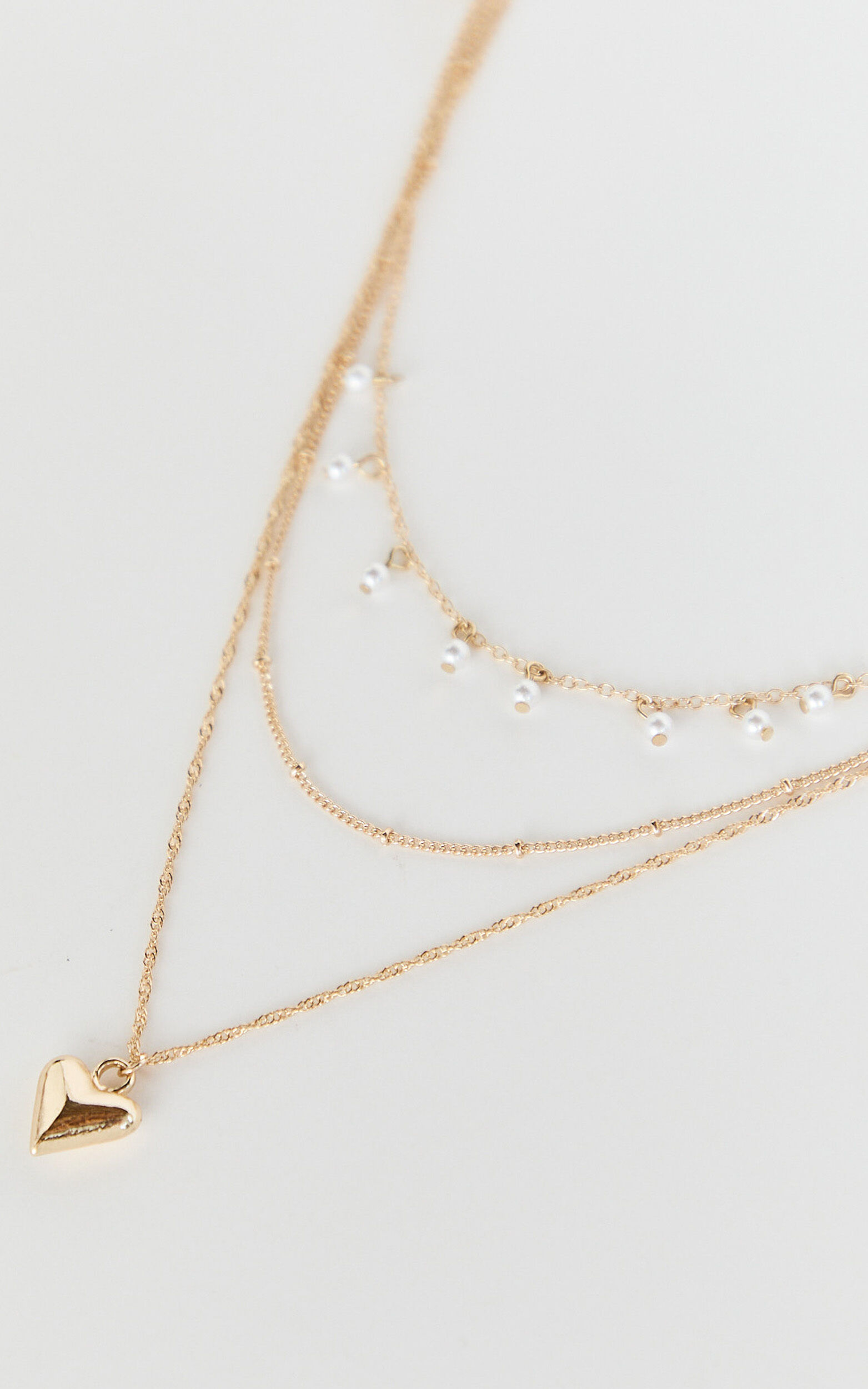 Felicity Necklace - Layered Heart Pendant Necklace in Gold