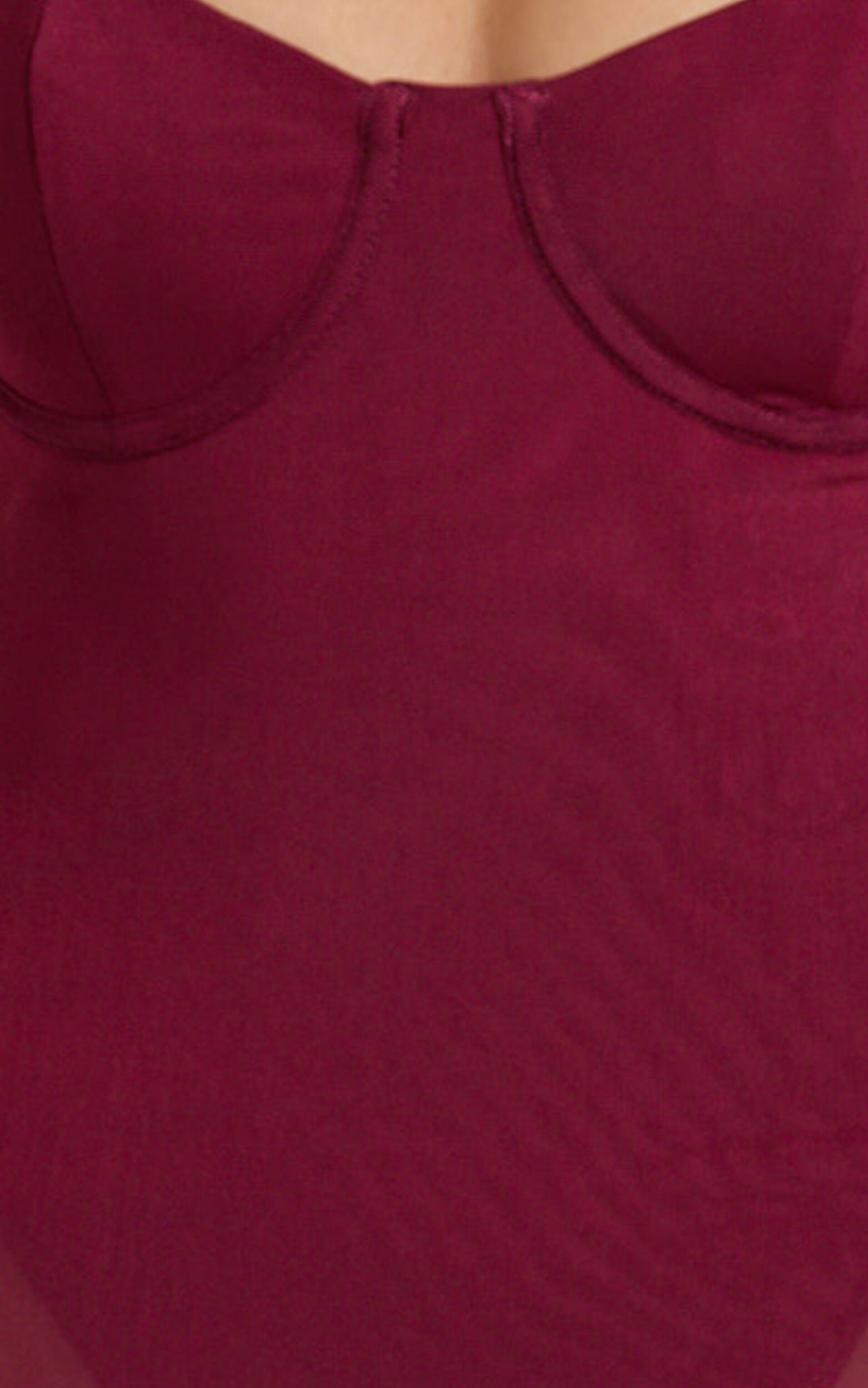 Laney Maxi Dress - Mesh Sweetheart Neck Bodycon Dress in Wine