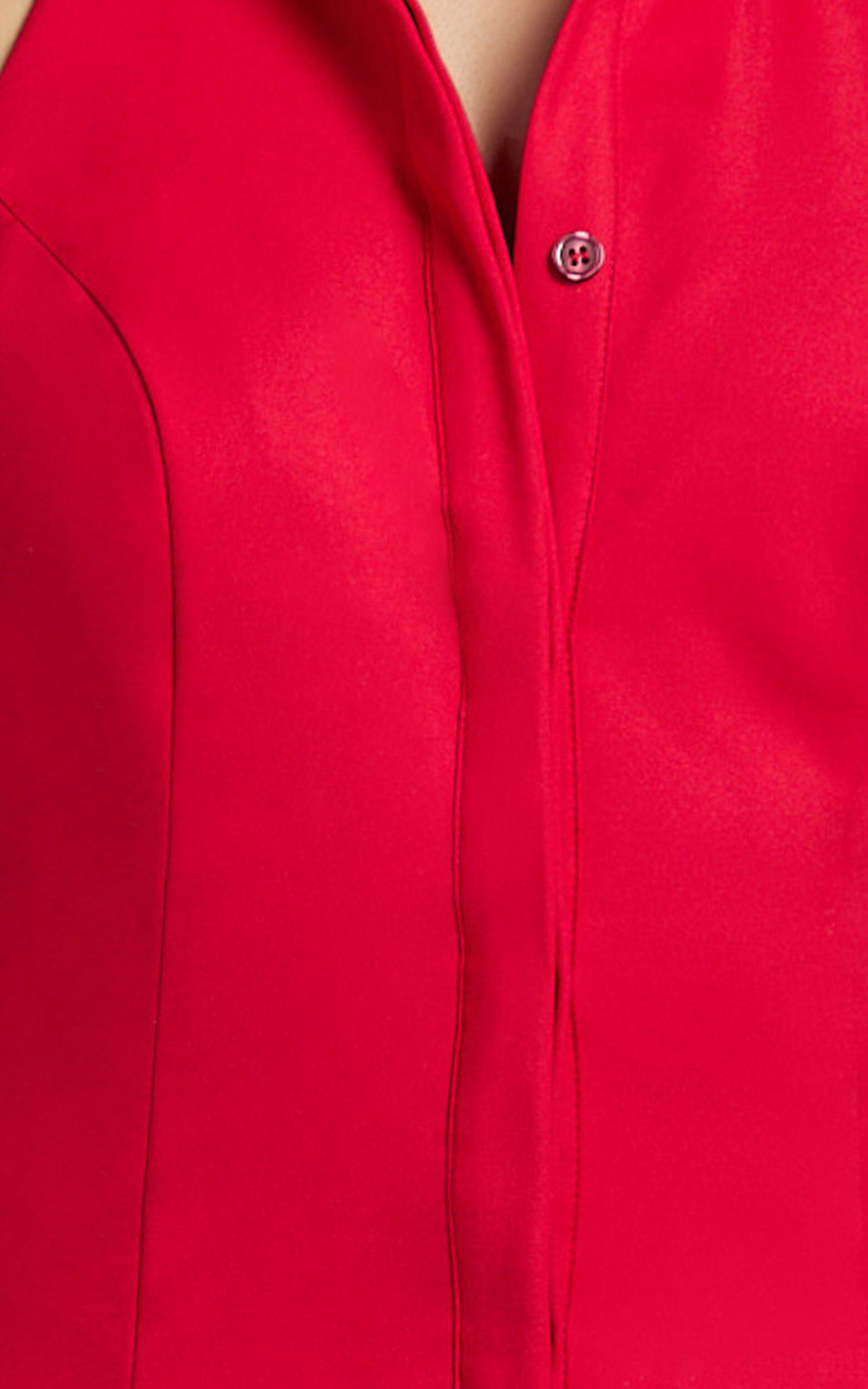 Lillibelle Midi Dress - Collared Button Down Bodycon Dress in Red