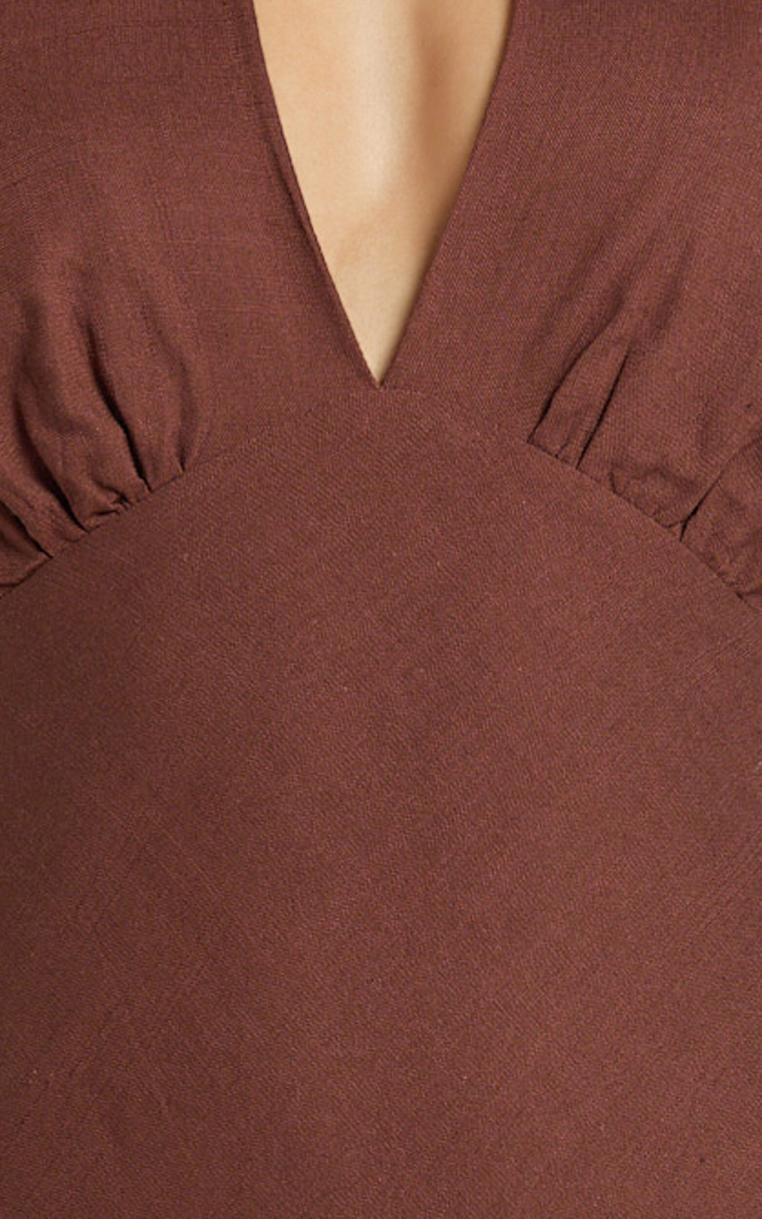 Adele Midi Dress - Halter Plunge Bias Cut Dress in Chocolate