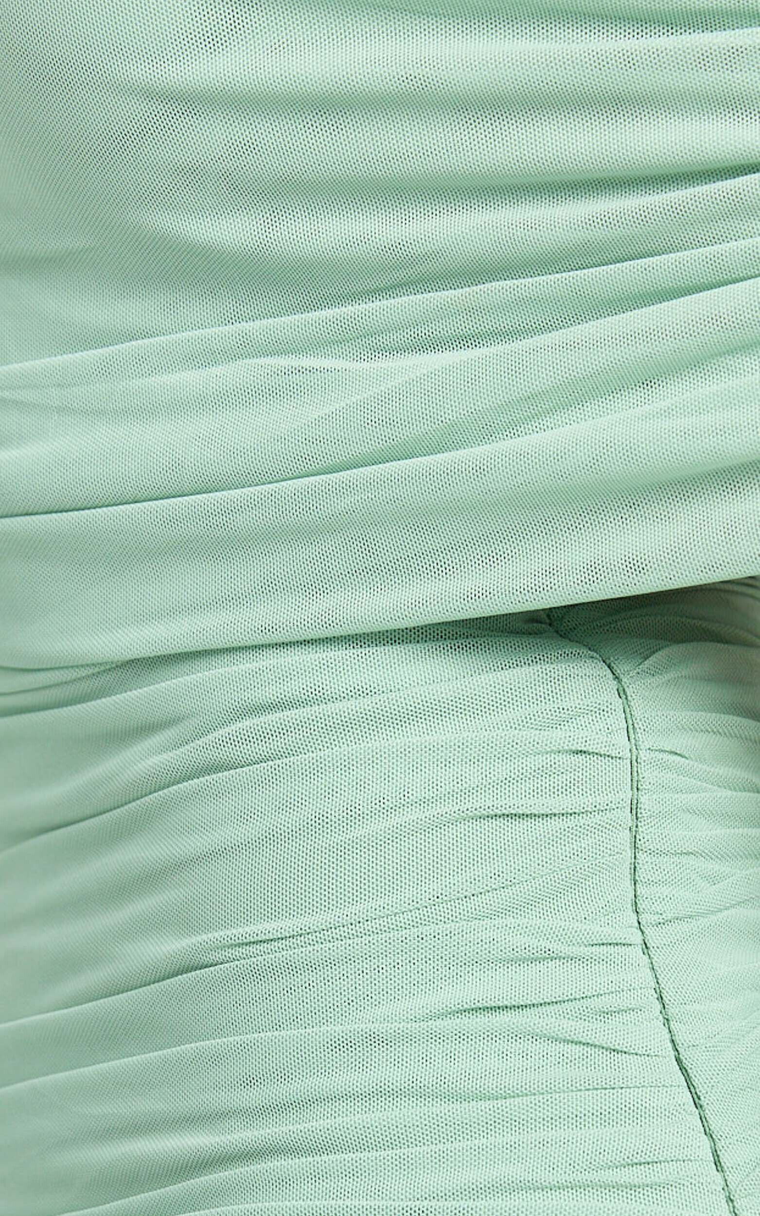 Caterina Maxi - Ruched Off Shoulder Mesh Dress in Sage