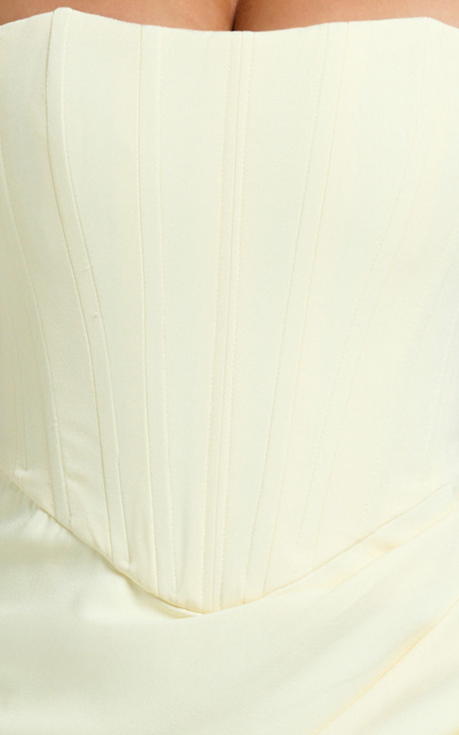 Avery Mini Dress - Strapless Corset Bodice Draped Dress in Lemon