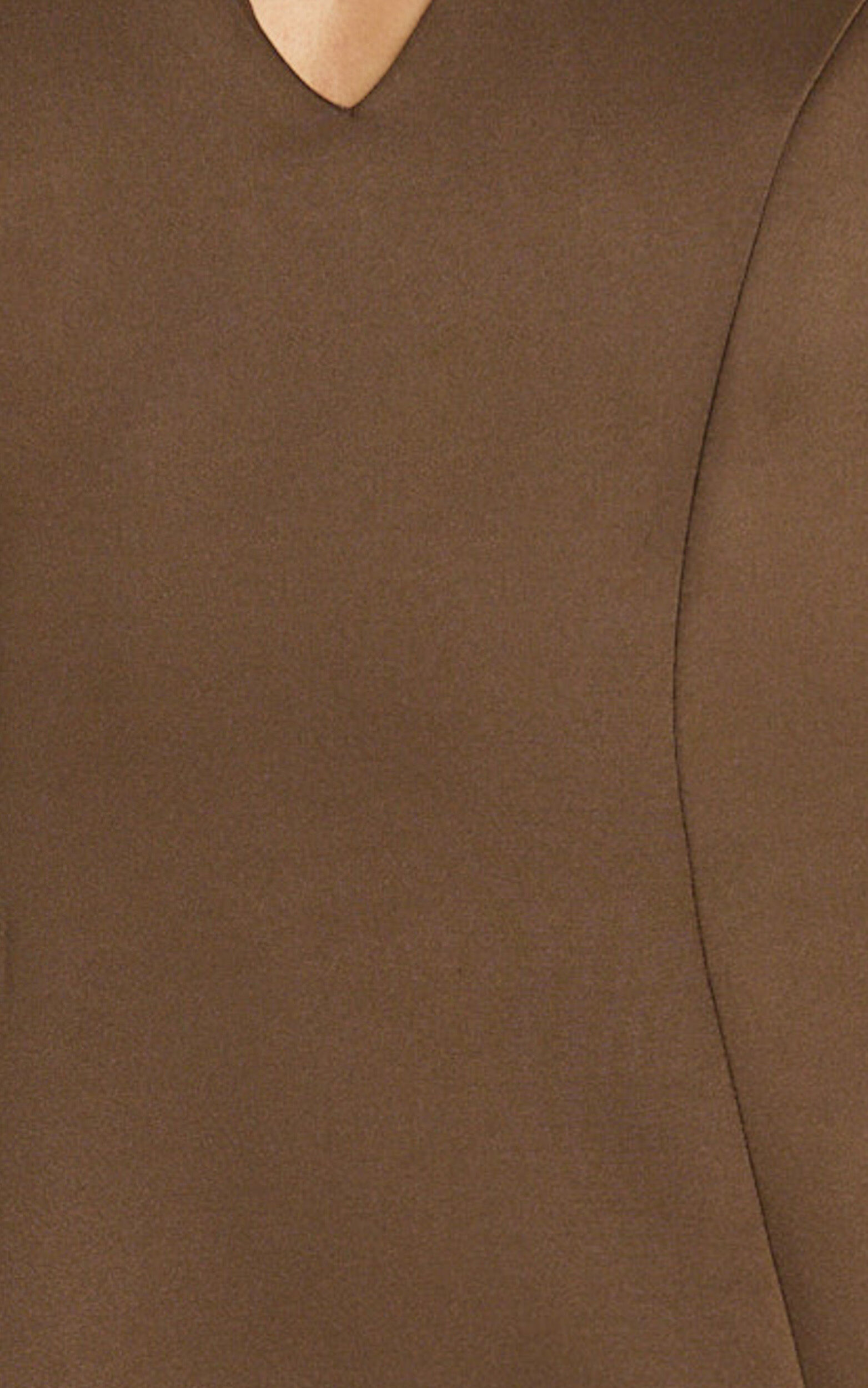 Gaia Mini Dress - Plunge Halter Fit and Flare Dress in Chocolate