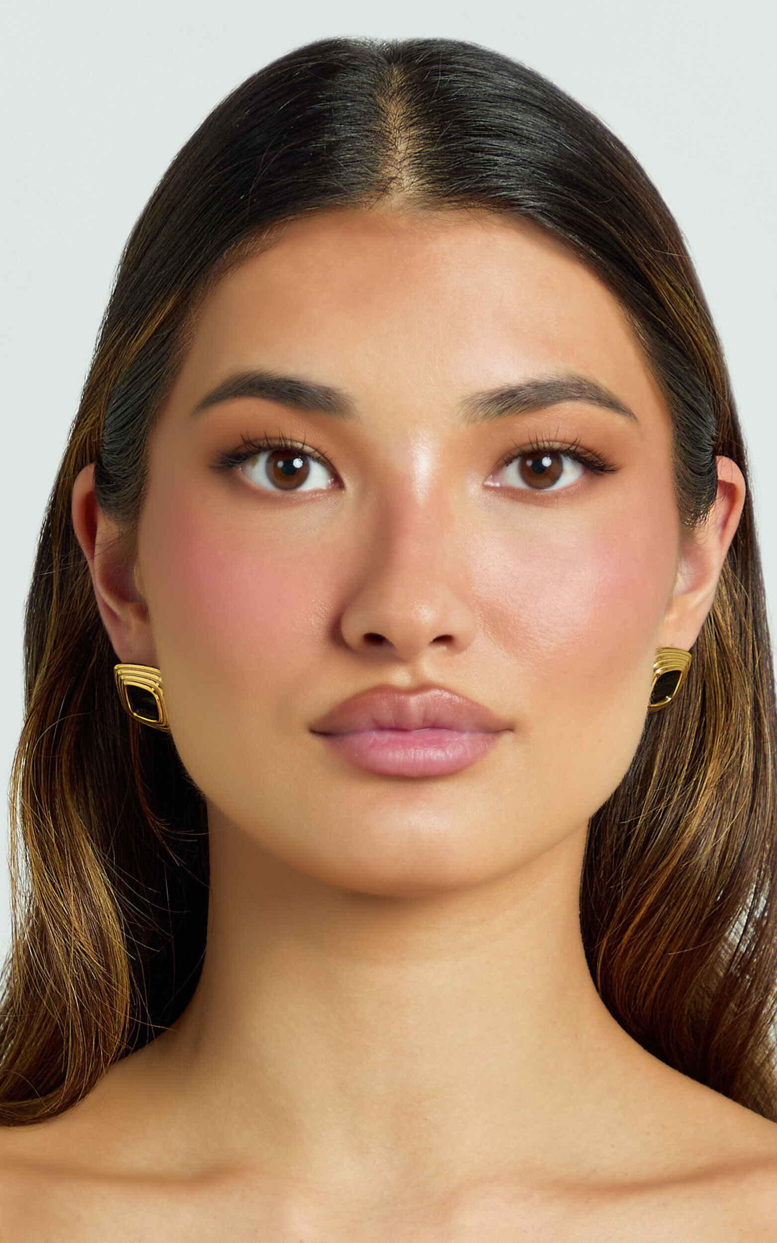 Gena Earrings - Square Stud Earrings in Gold