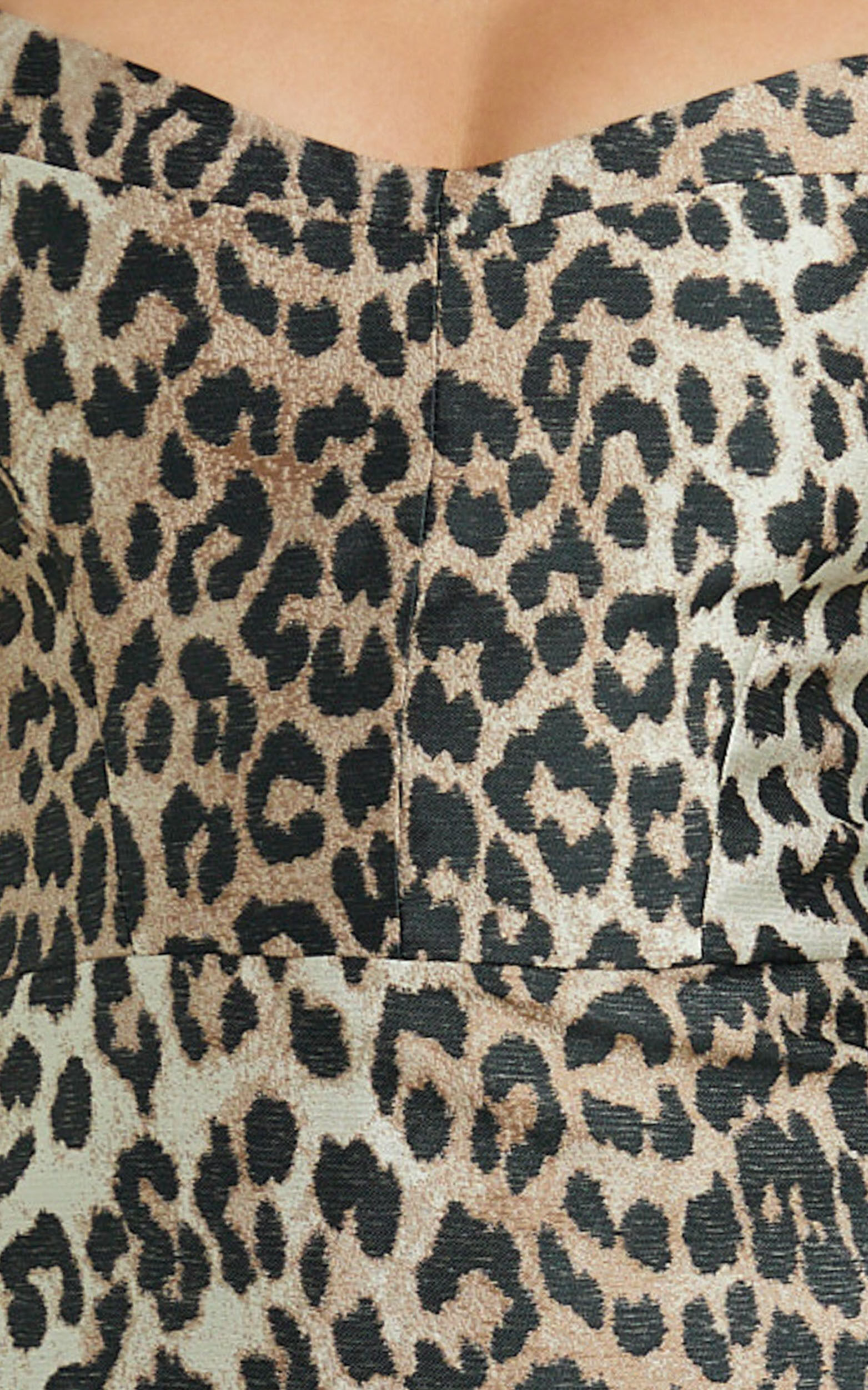 Sandy Mini Dress - Square Neck Jacquard Dress in Leopard Print