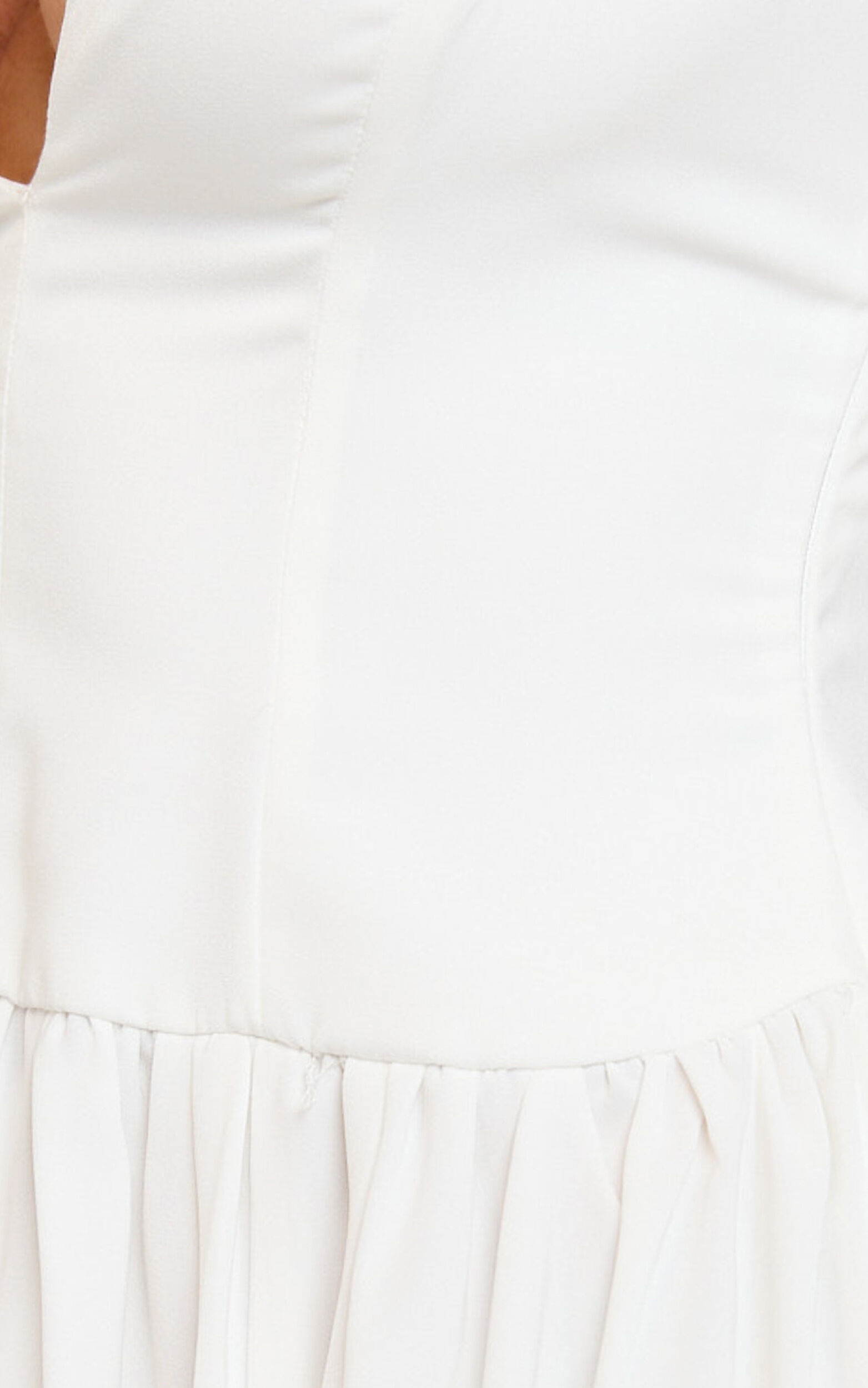 Jamilla Maxi Dress - Plunge Drop Waist High Leg Split Dress in Off White