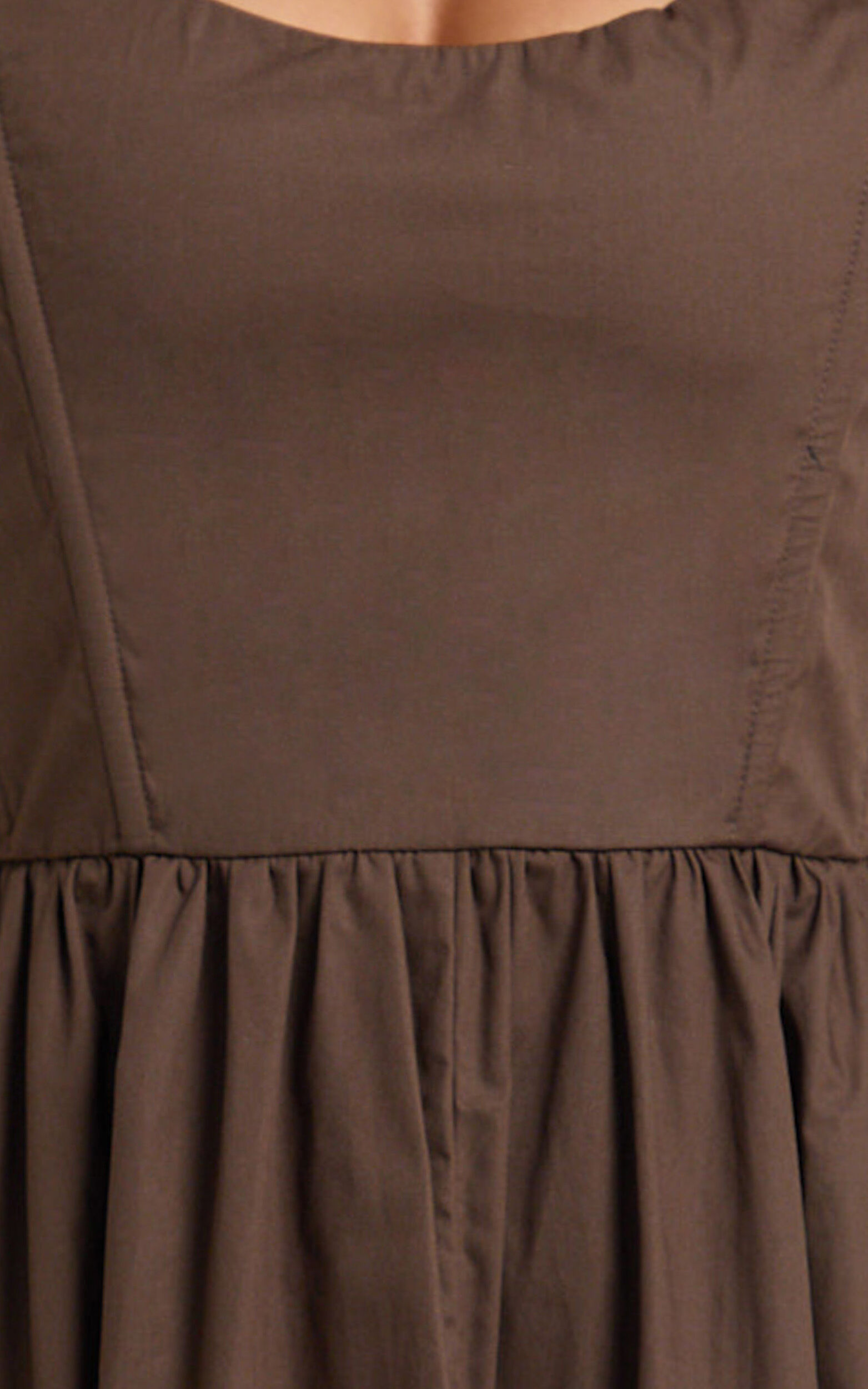 Braelyn Midi Dress - Scoop Neck Flare Dress in Chocolate