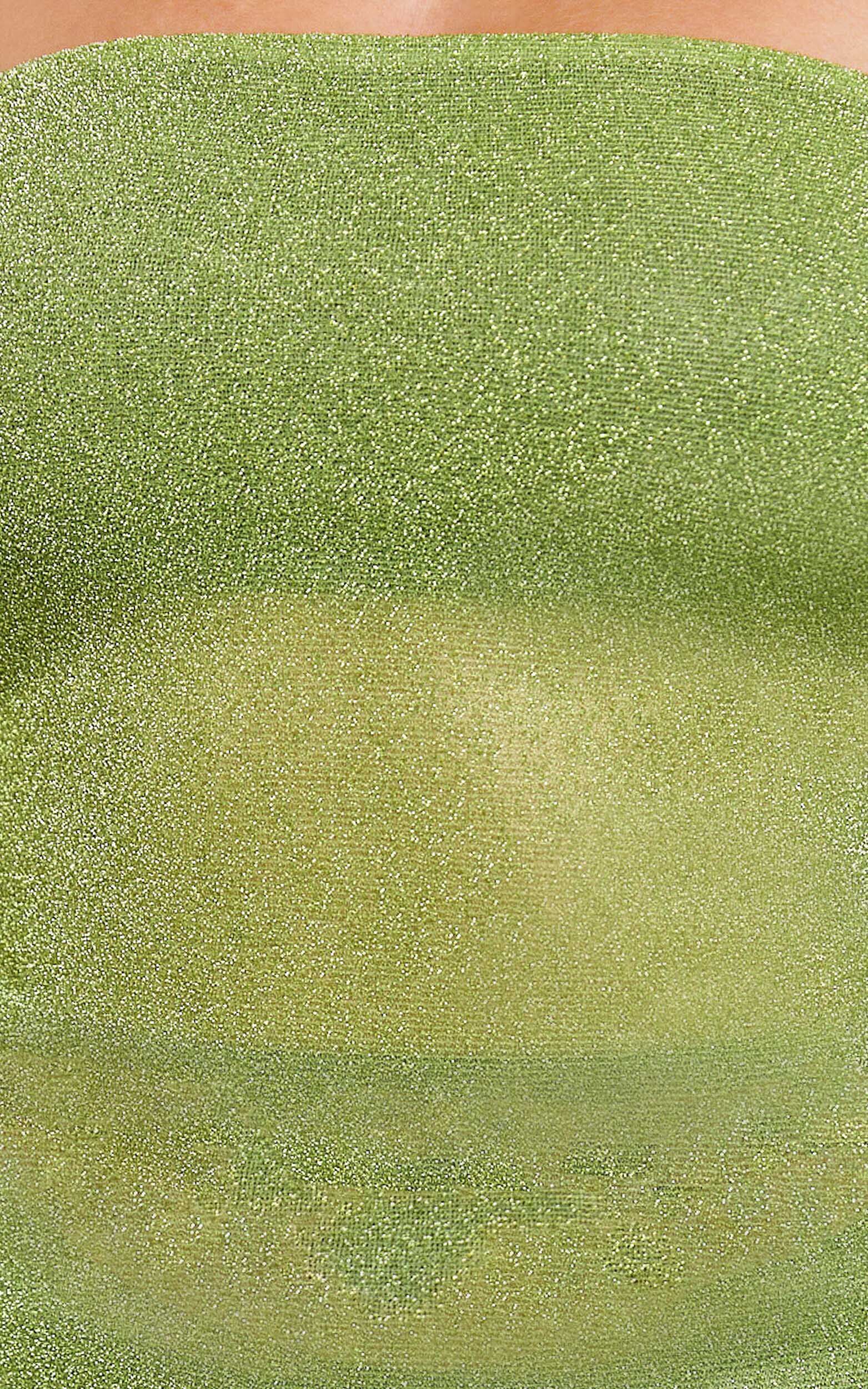 Tyla Mini Dress - Strapless Lurex Bodycon Dress in Sage