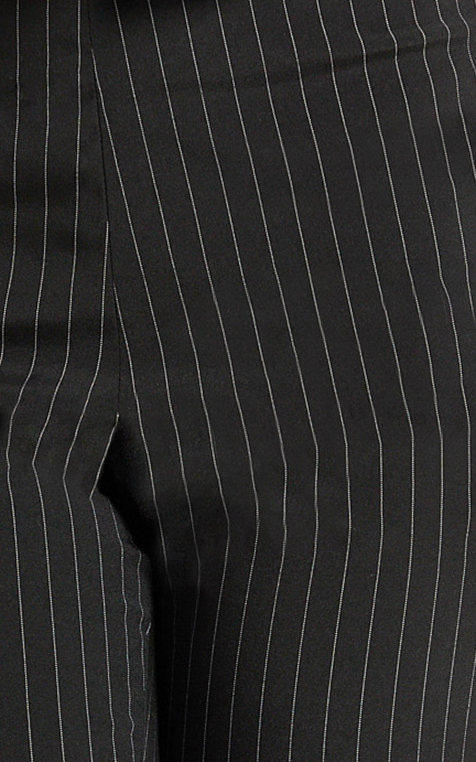 Susannah Pants - Pinstripe Fitted Split Leg Capri Pants in Black Stripe
