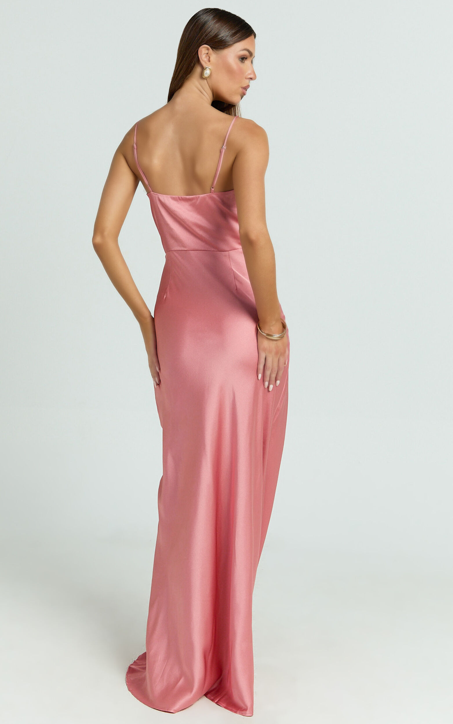 Quincy Maxi Dress - Satin Slip Dress in Pink