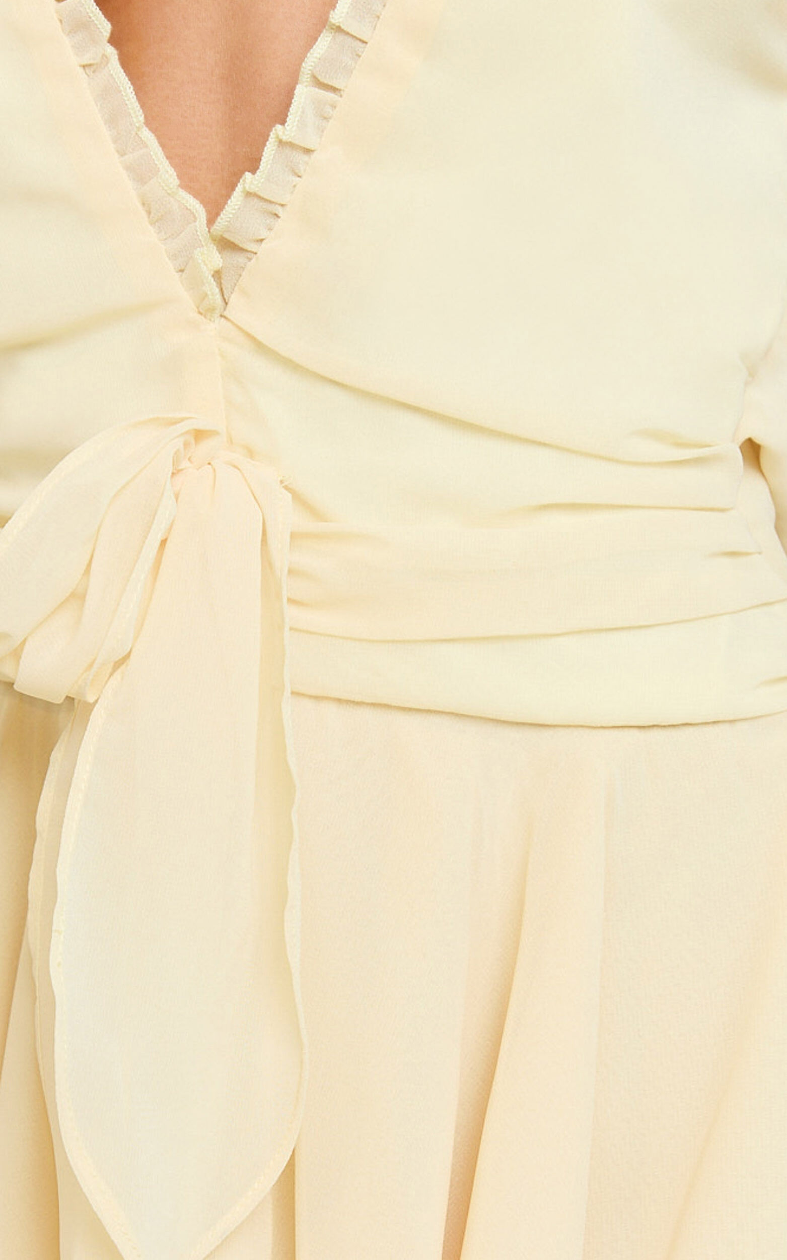 Eleonor Mini Dress - Halter Plunge Ruched  Fit And Flare Dress in Lemon