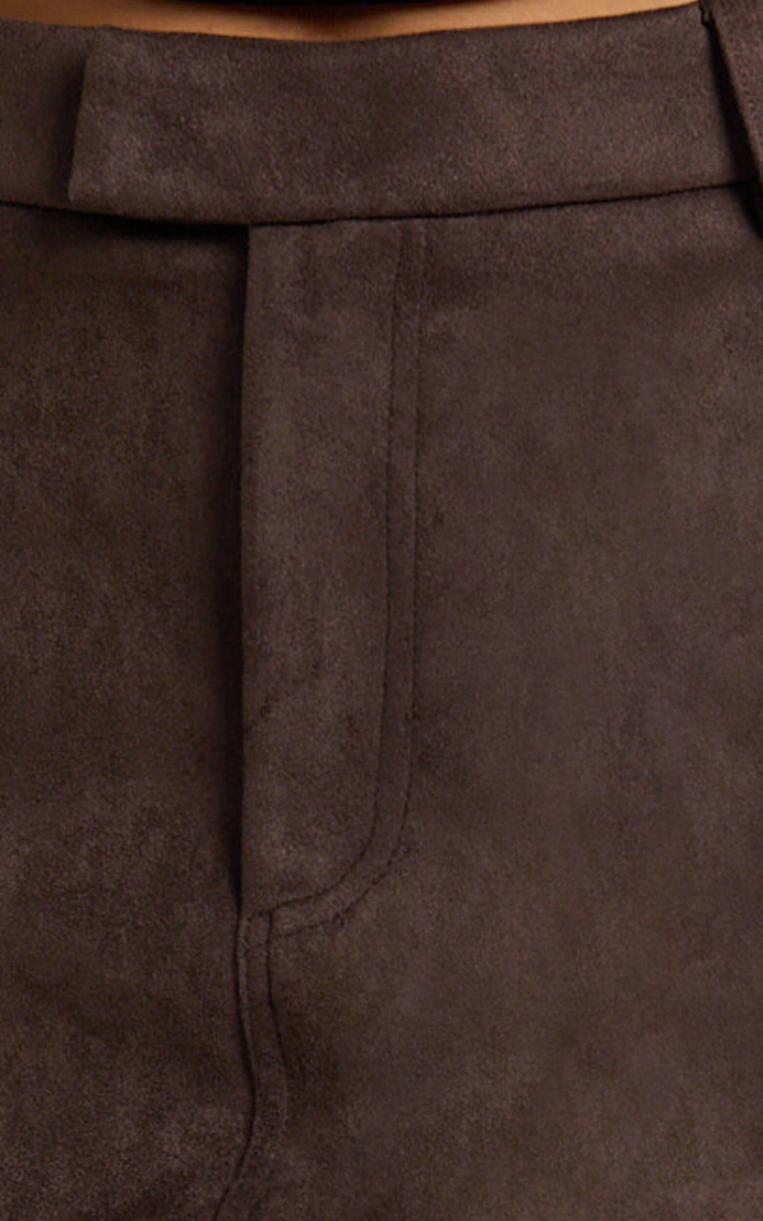 Priscilla Mini Skirt - Mid Waist Faux Suede Skirt in Dark Chocolate