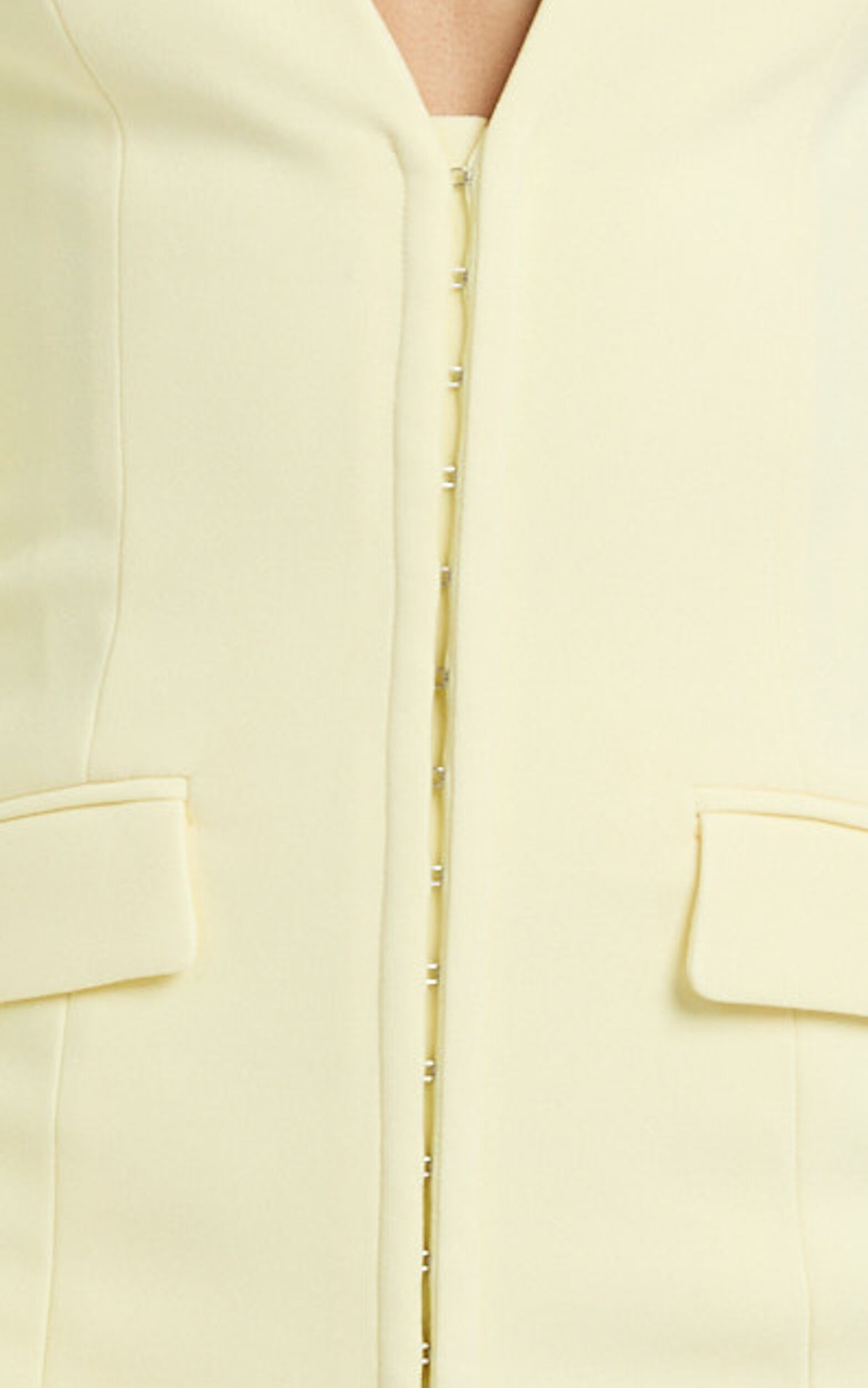 Cady Mini Dress - V Neck Hook And Eye Front Fitted Dress in Yellow