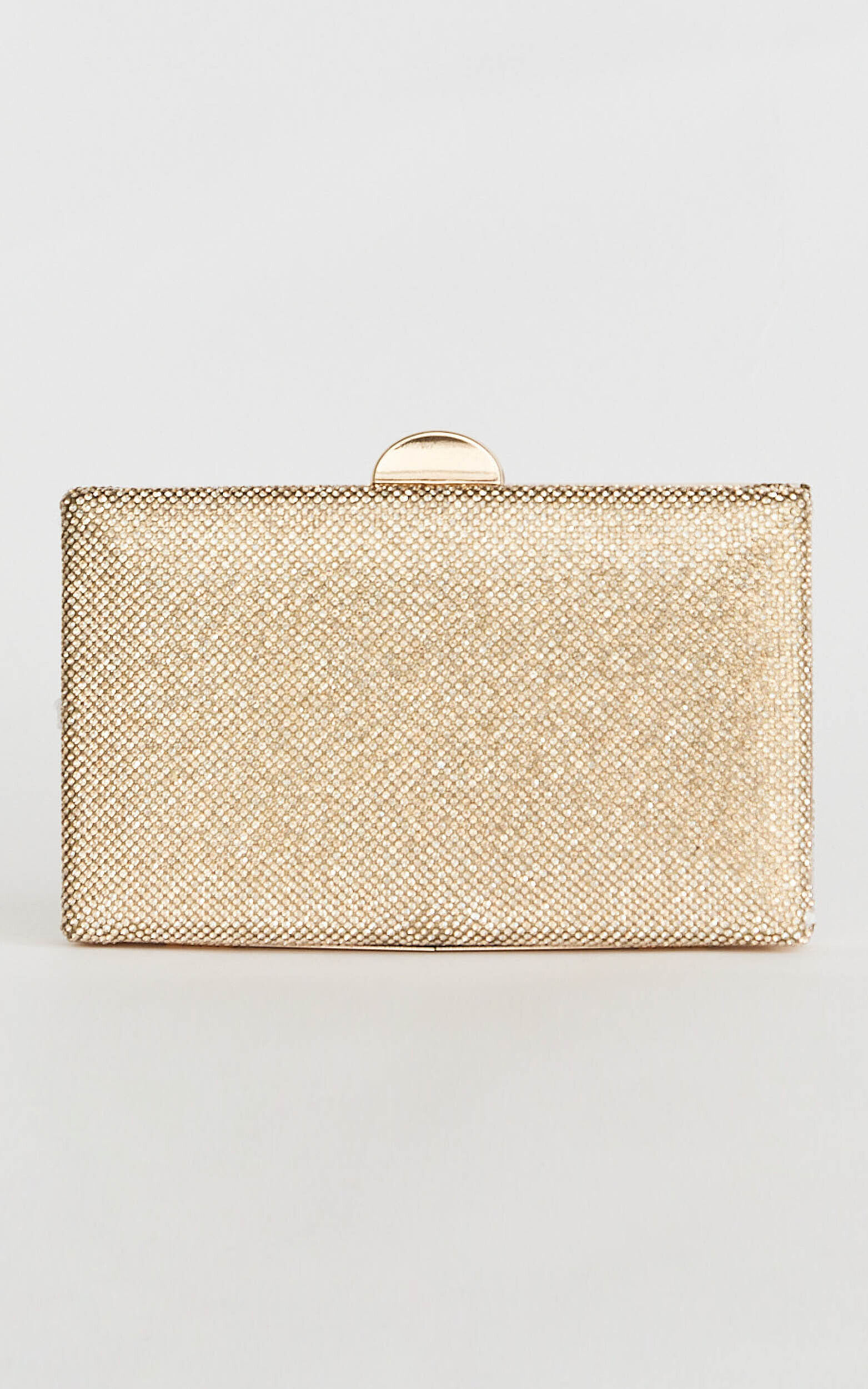 Becca Bag - Sequin Clutch Bag with Hardware Detail in Gold