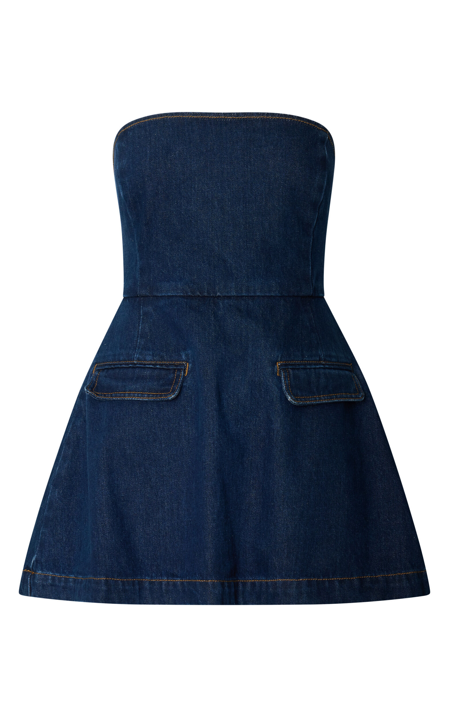 Hannah Playsuit - Denim Strapless A Line Playsuit in Indigo Wash