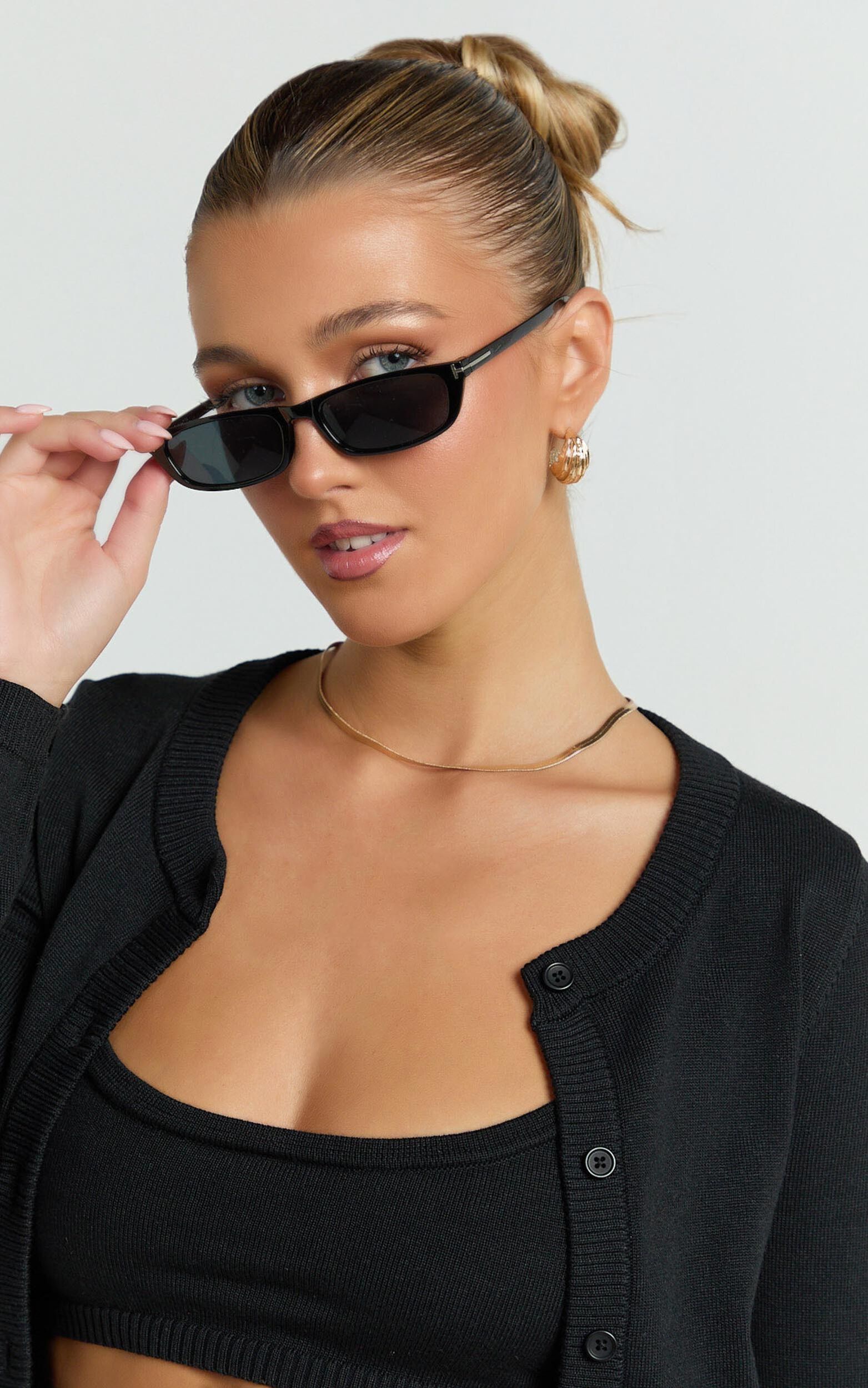 Colette Sunglasses - Small Rectangle Sunglasses in Black