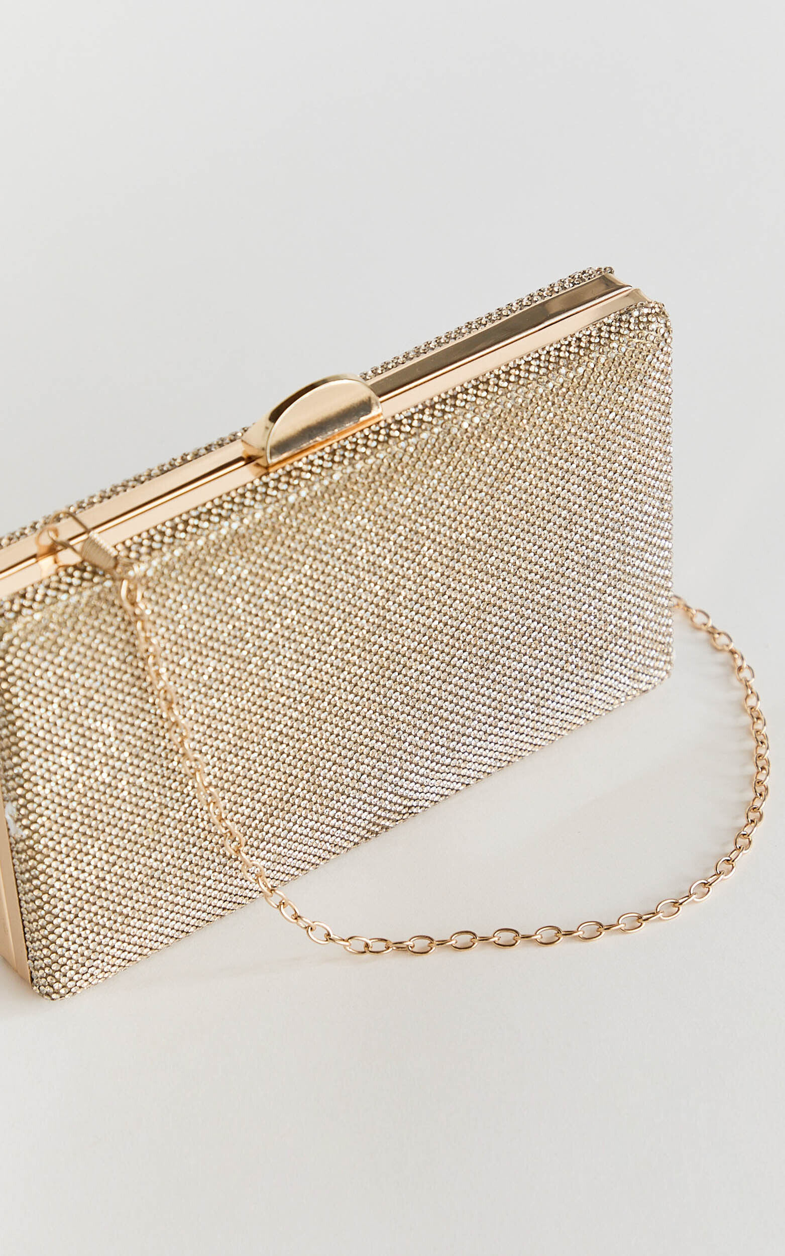 Becca Bag - Sequin Clutch Bag with Hardware Detail in Gold