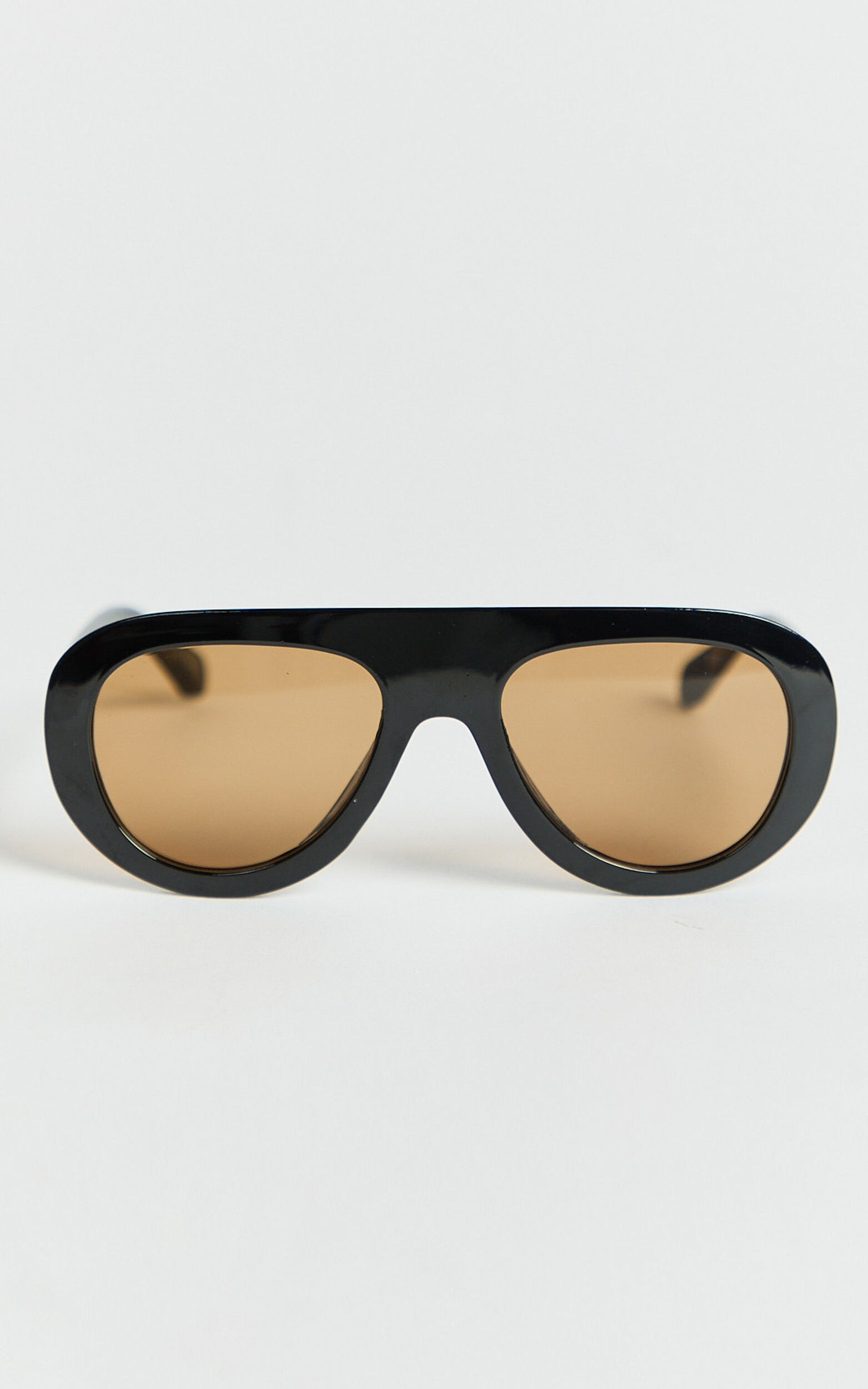 Adrienne Sunglasses - Thick Frame Aviator Sunglasses in Black