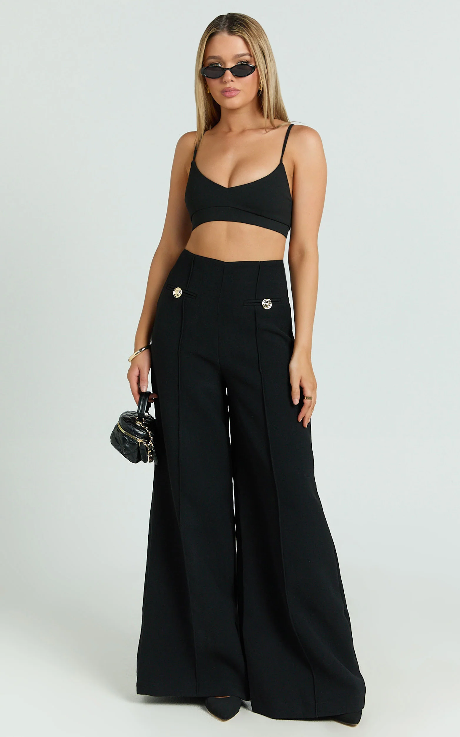 Clara Pants - High Waisted Wide Leg Pants in Black