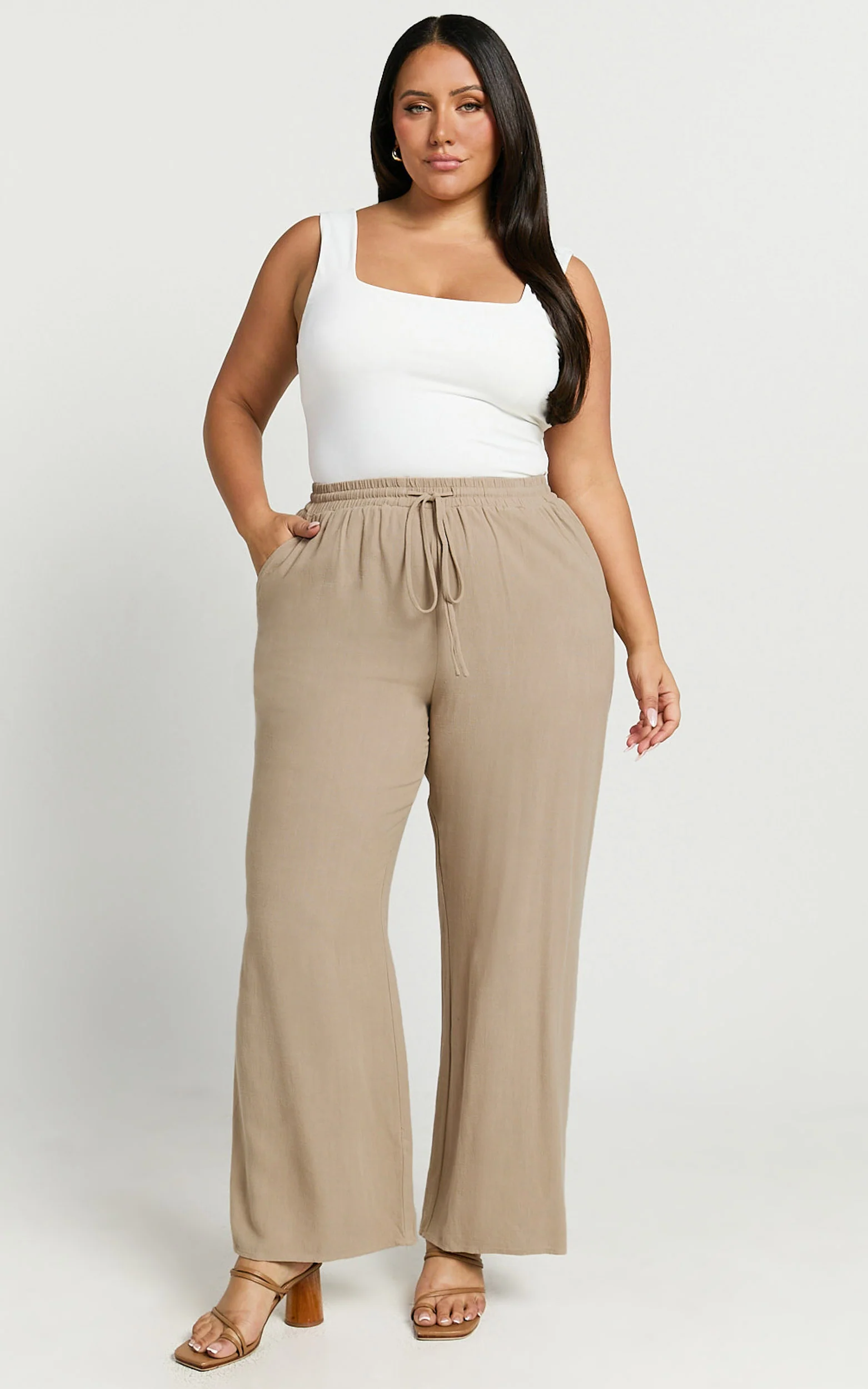 Kala Pants - Mid Waisted Relaxed Elastic Waist Pants in Sand