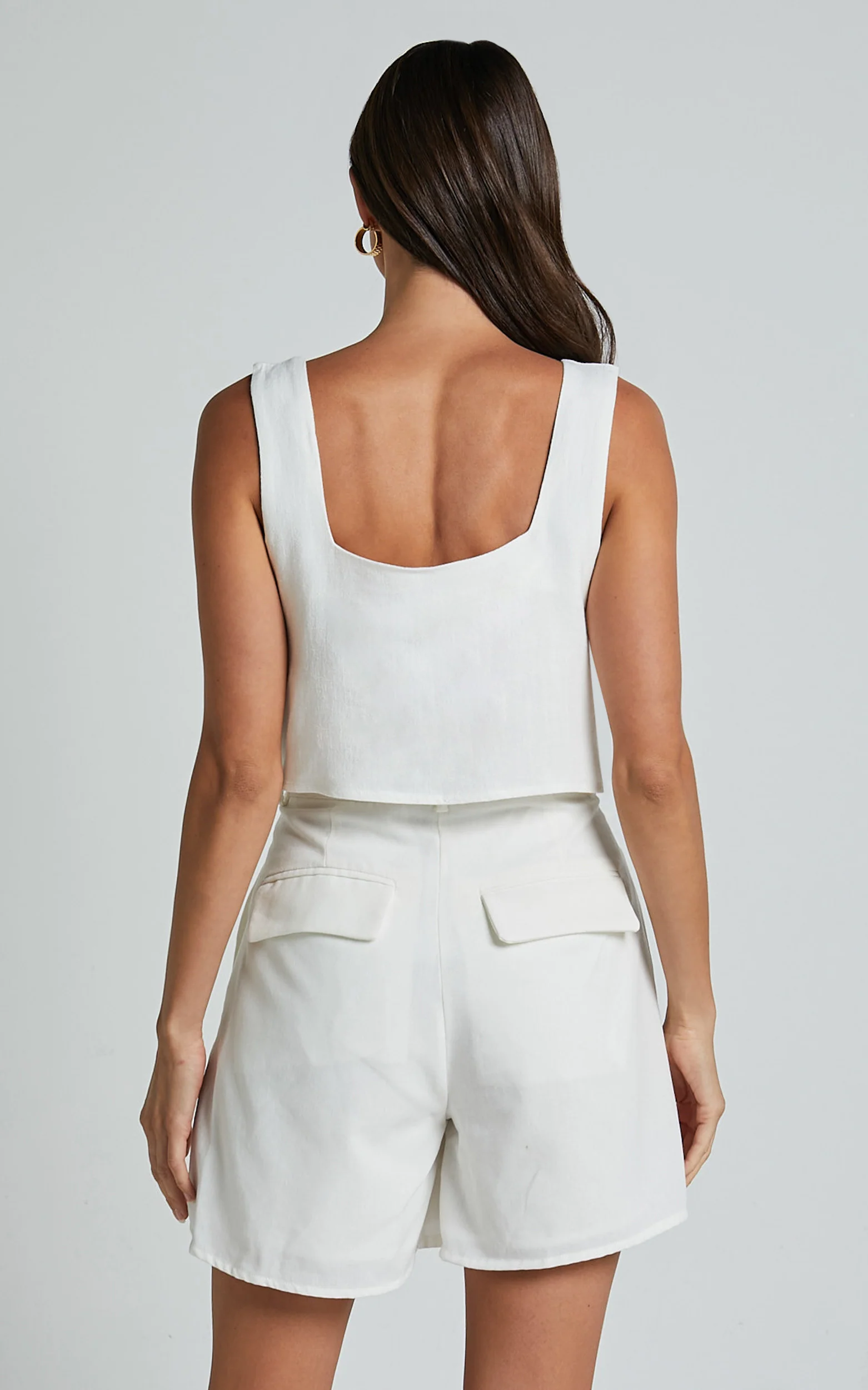 Jhovie Top - Linen Crop Top in White
