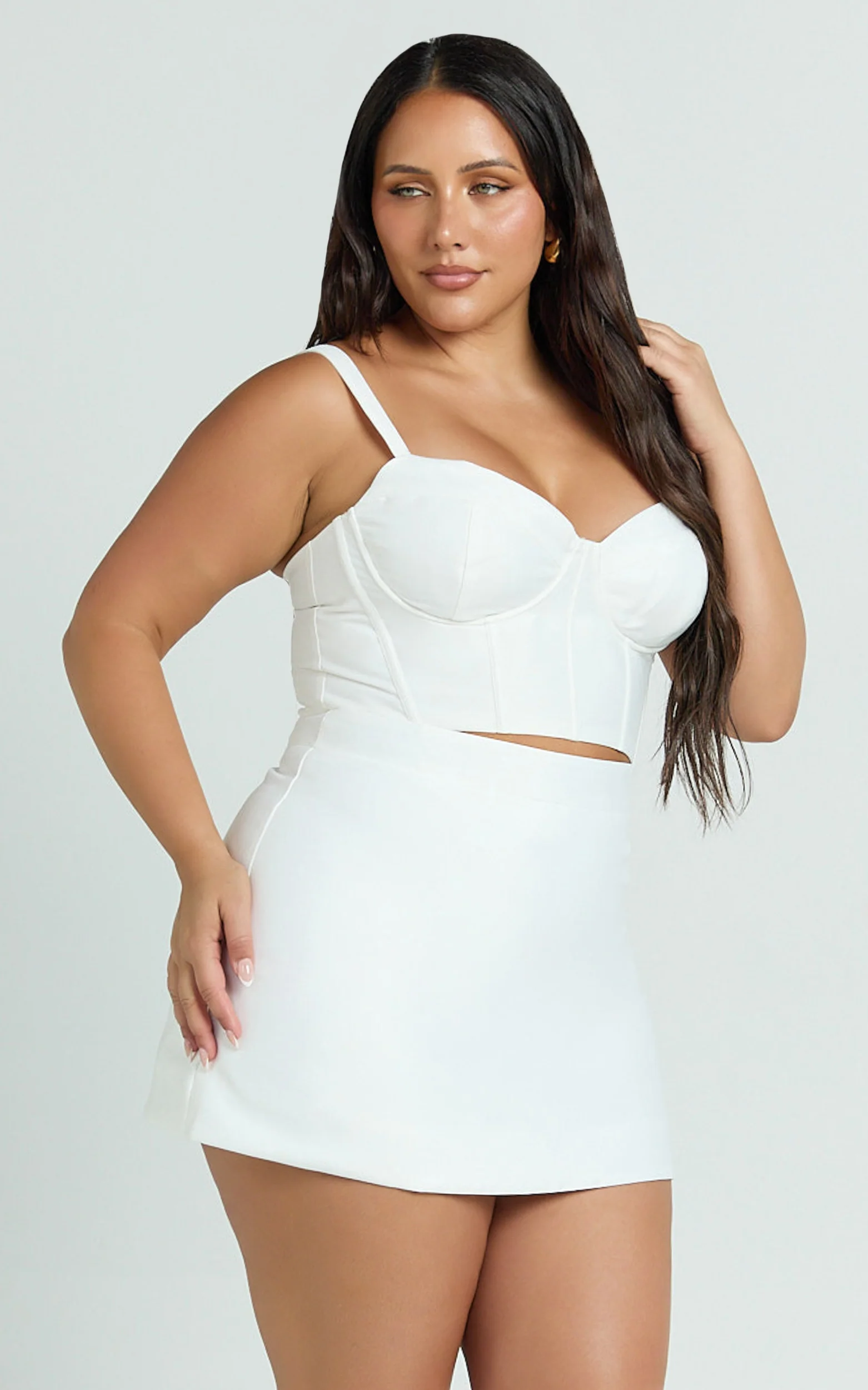 Janice Mini Skirt - line Skirt in White