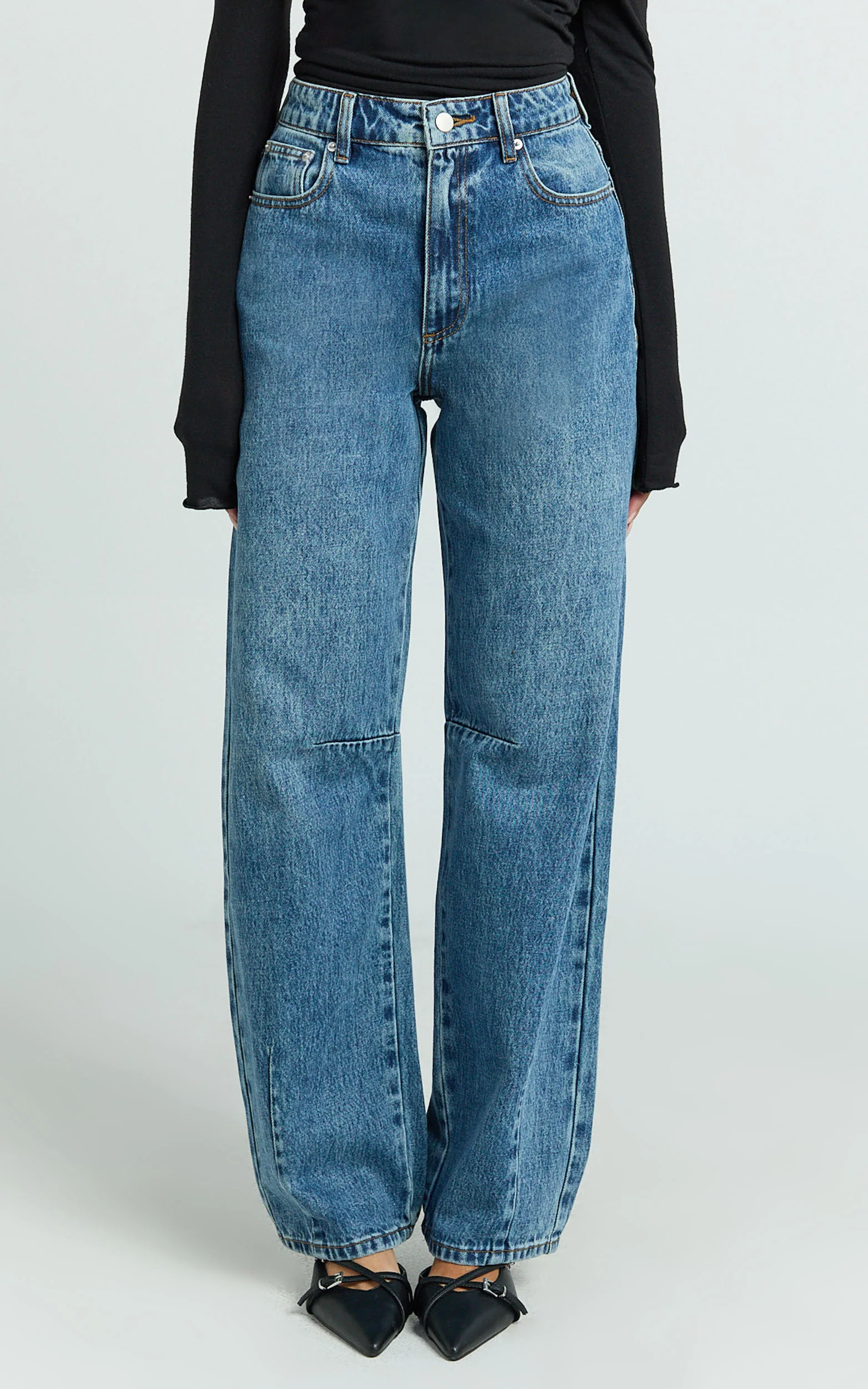 Diana Jeans - Mid Rise Wide Leg Barrel Recycled Denim Jeans in Dark Blue Wash