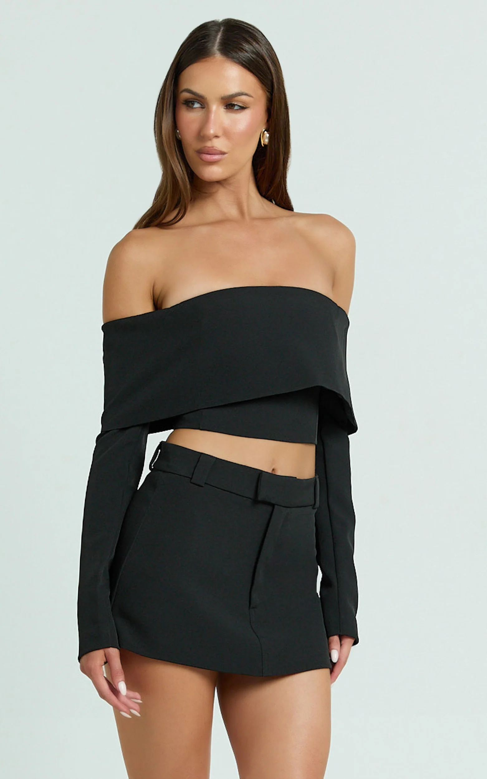 Ursula Mini Skirt - Structured Tailored Skirt in Black
