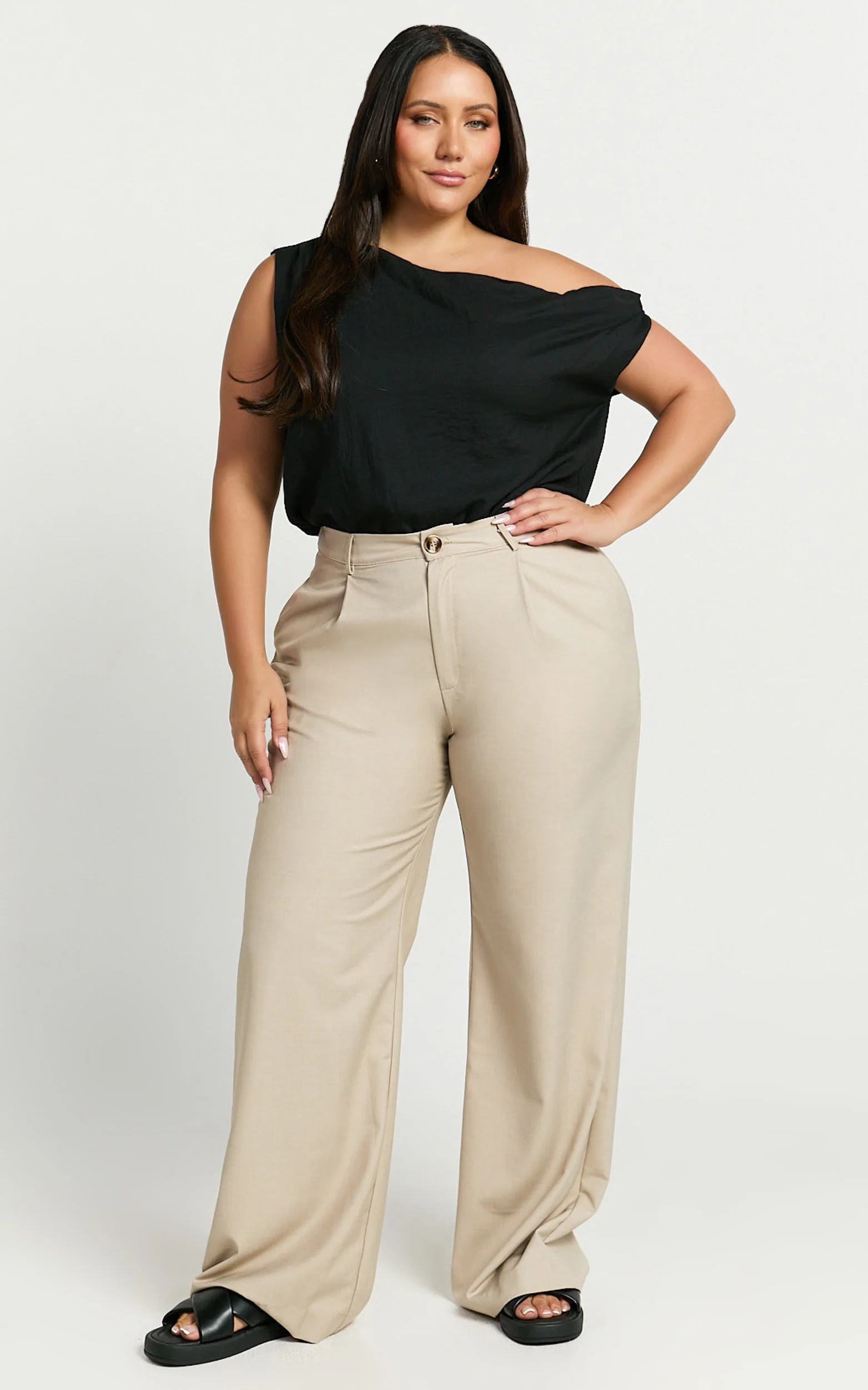 Mabel Bodysuit - Asymmetrical Neckline One Shoulder in Black