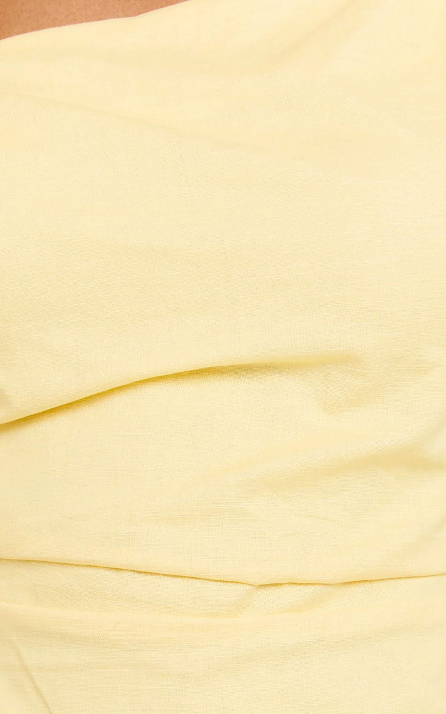 Jeofina Mini Dress - Off The Shoulder Linen Look Dress in Lemon