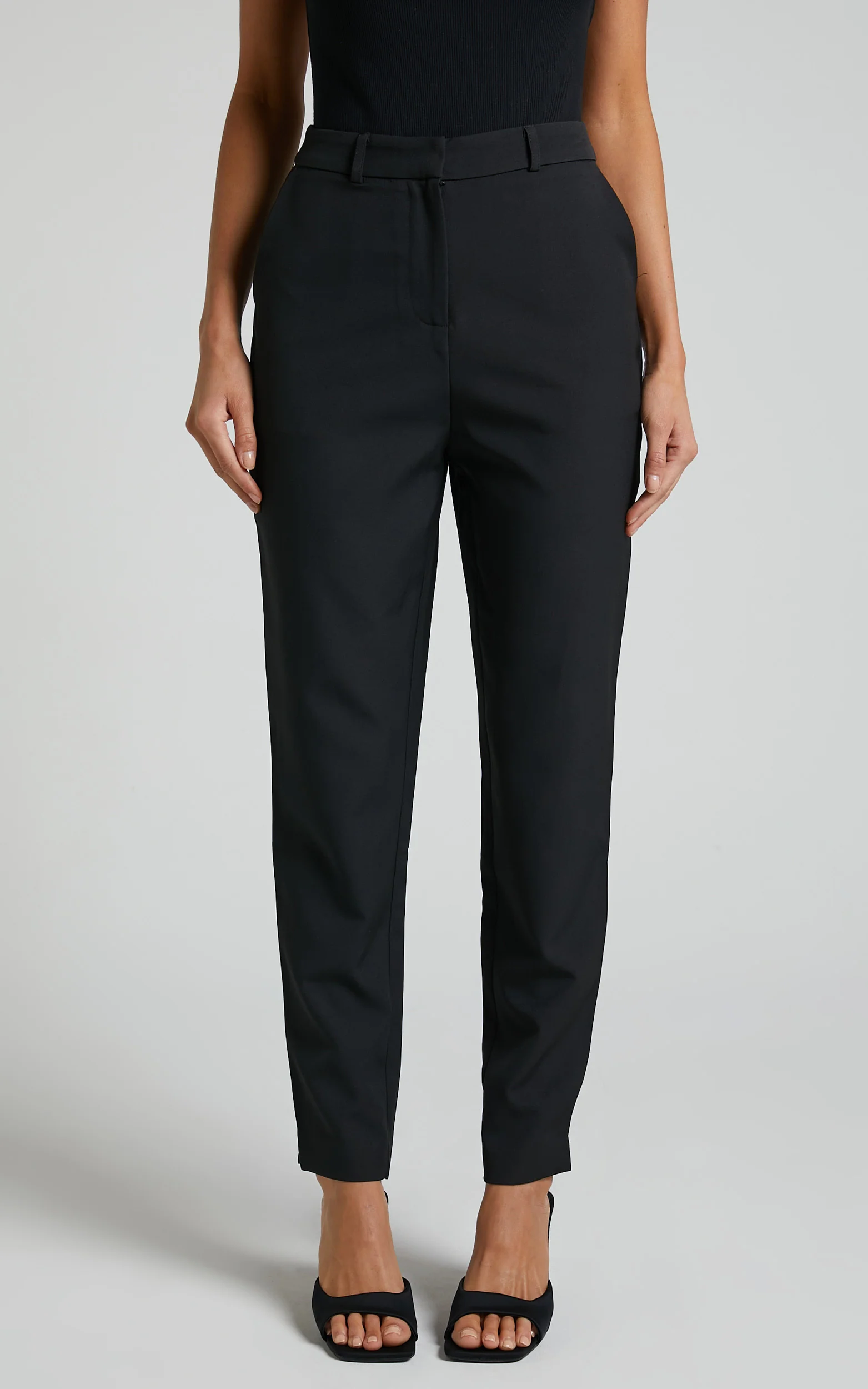 Hermie Pants - High Waisted Cropped Tailored Pants in Black