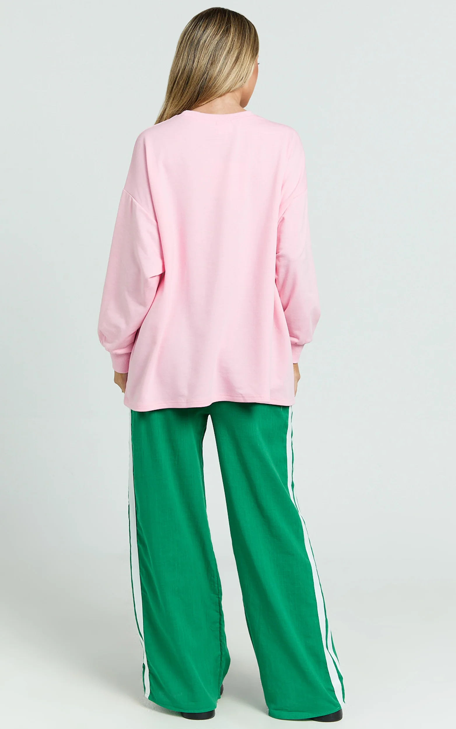 Aina Two Piece Set - Tequila & Tacos Long Sleeve Tee and Pants Set in Pink / Green
