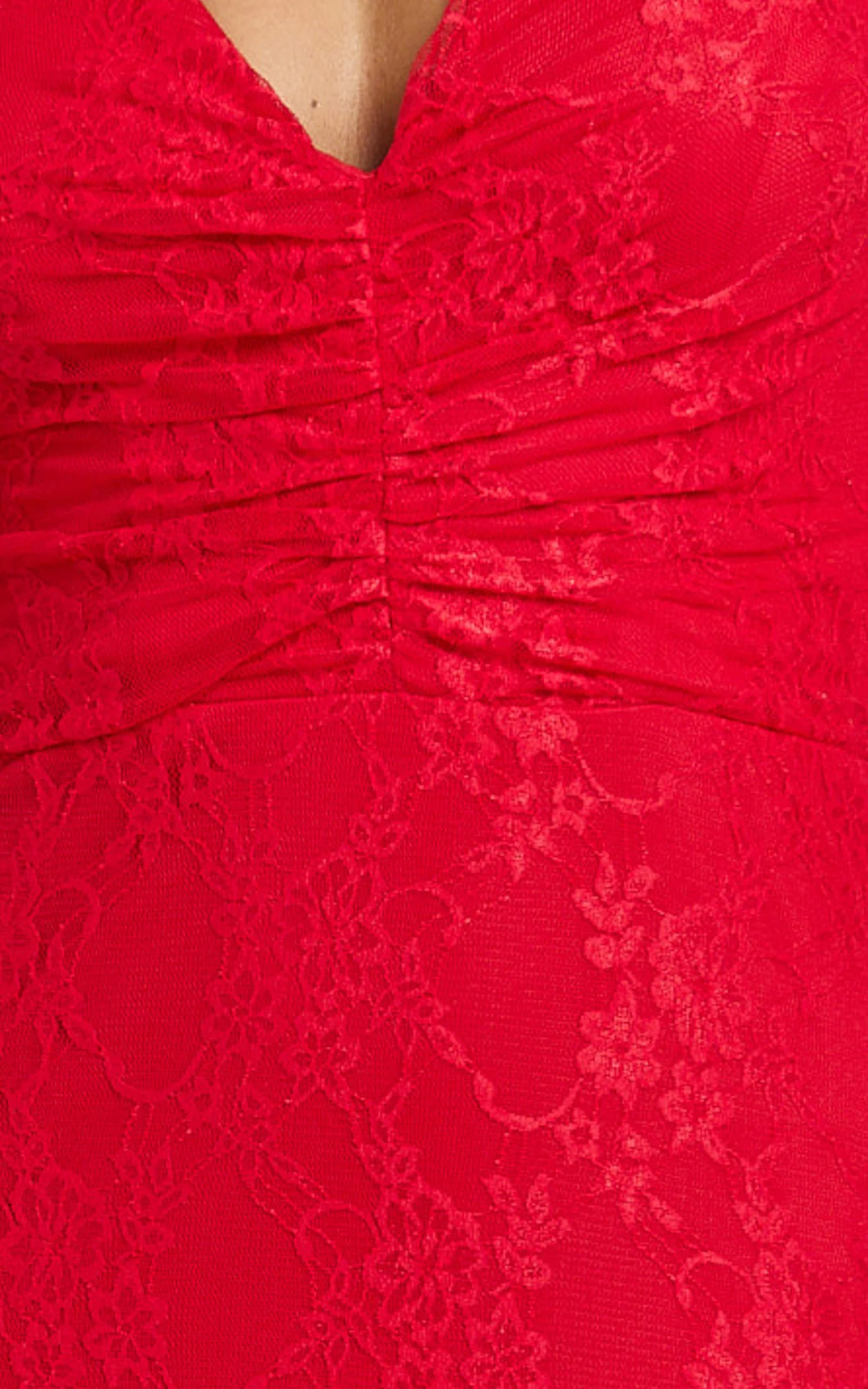 Hance Midi Dress - neck Lace Open Back Dress in Red