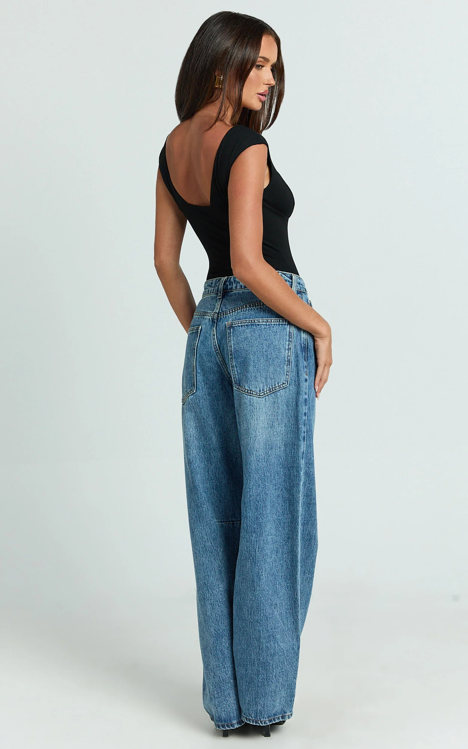 Juliette Bodysuit - Deep V Neckline Bodysuit in Black