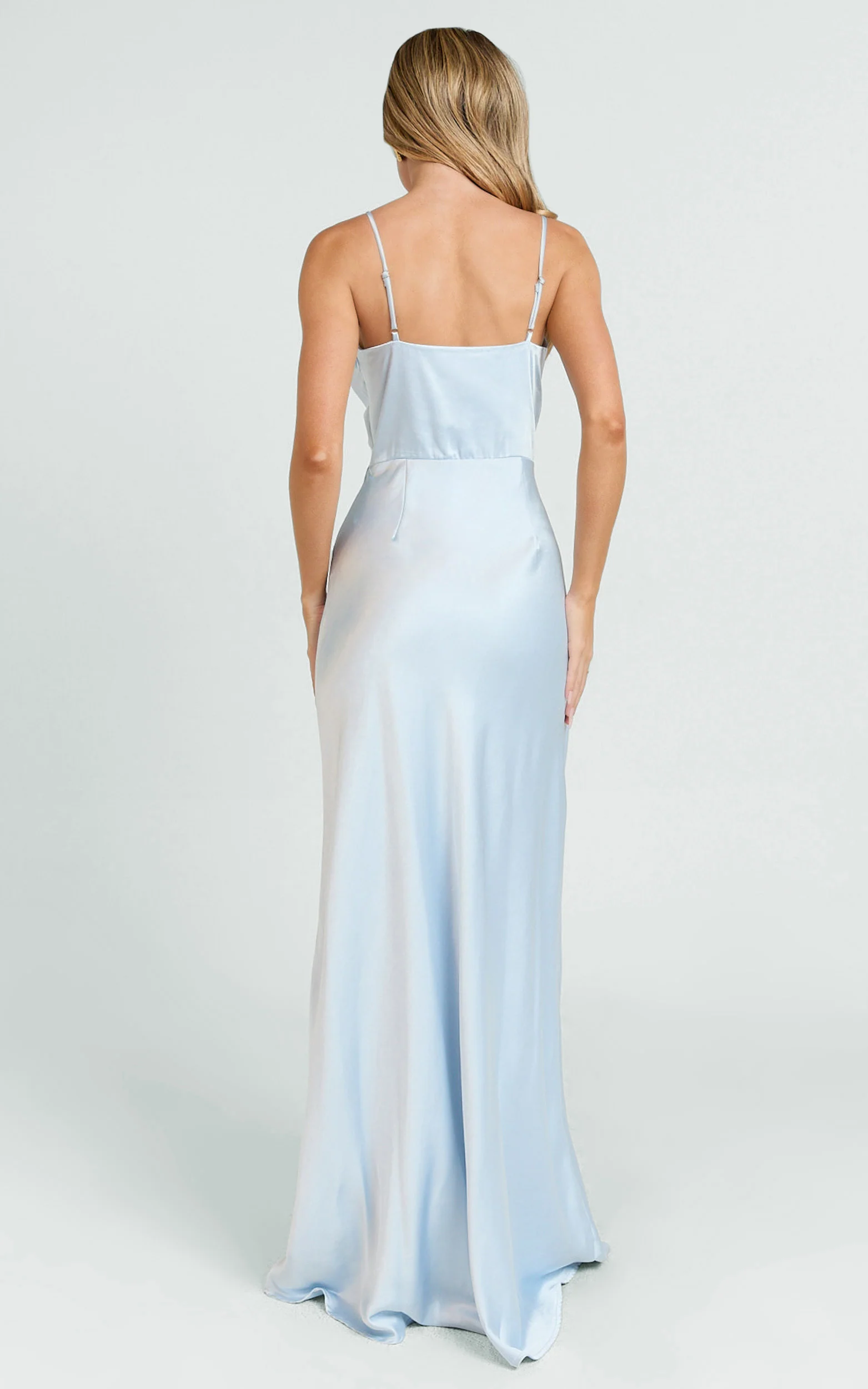 Quincy Maxi Dress - Satin Slip Dress in Sky Blue