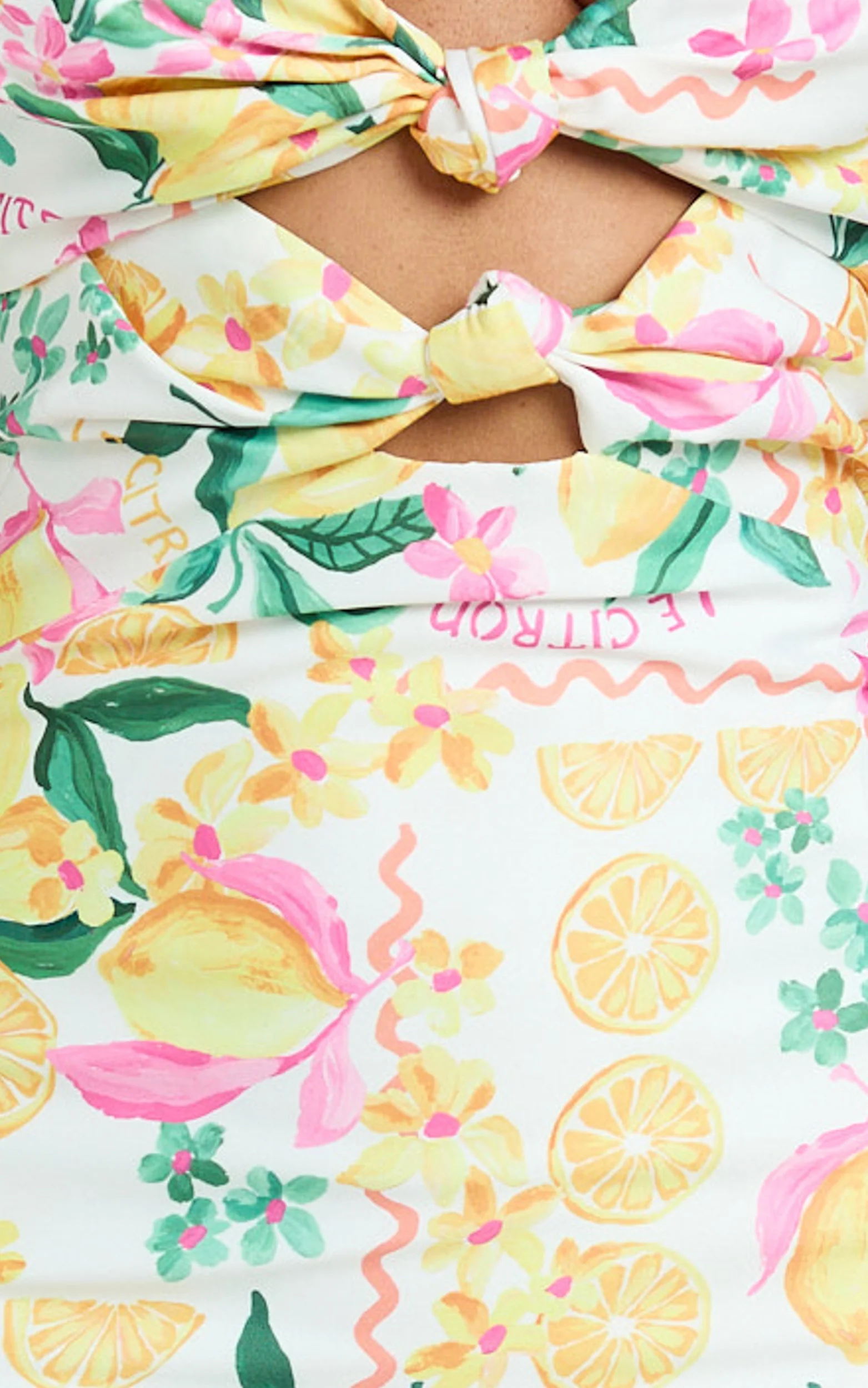 Janice Midi Dress - Knot Detail Front Split Dress in Le Citron