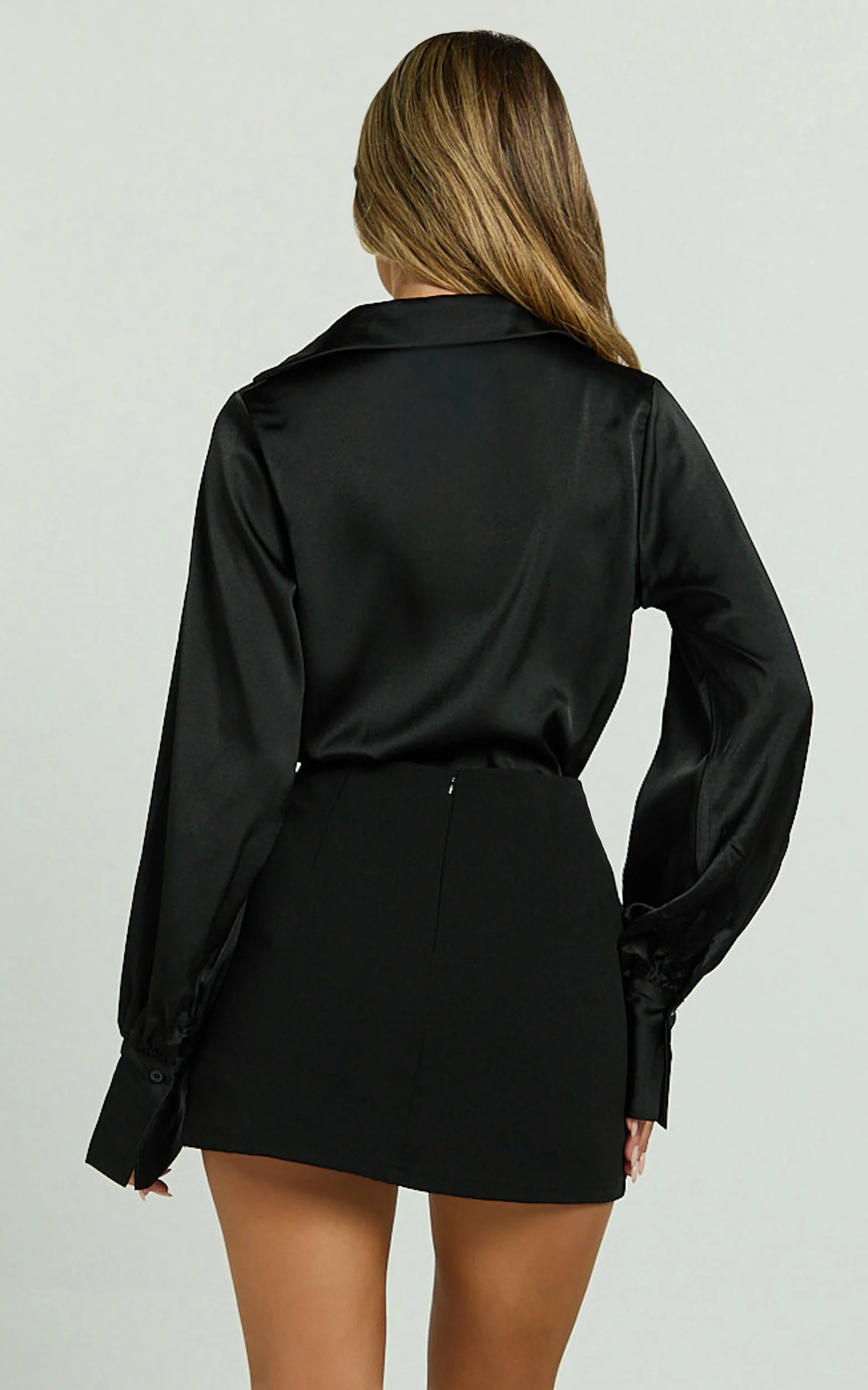 Zephyr Bodysuit - Plunge Neck Cowl Bodysuit in Black