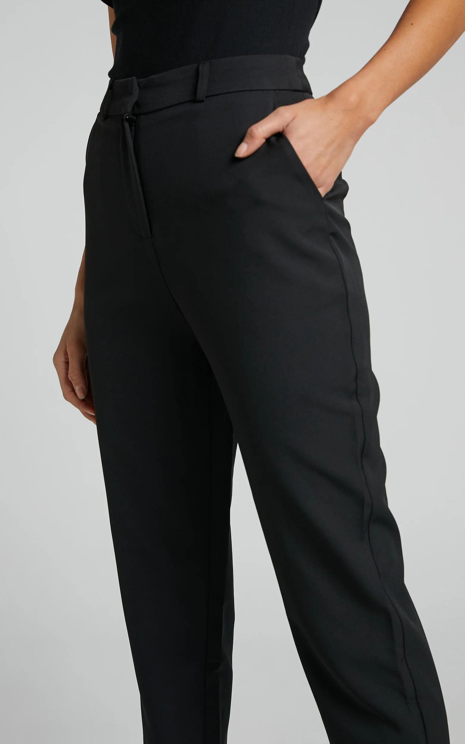 Hermie Pants - High Waisted Cropped Tailored Pants in Black