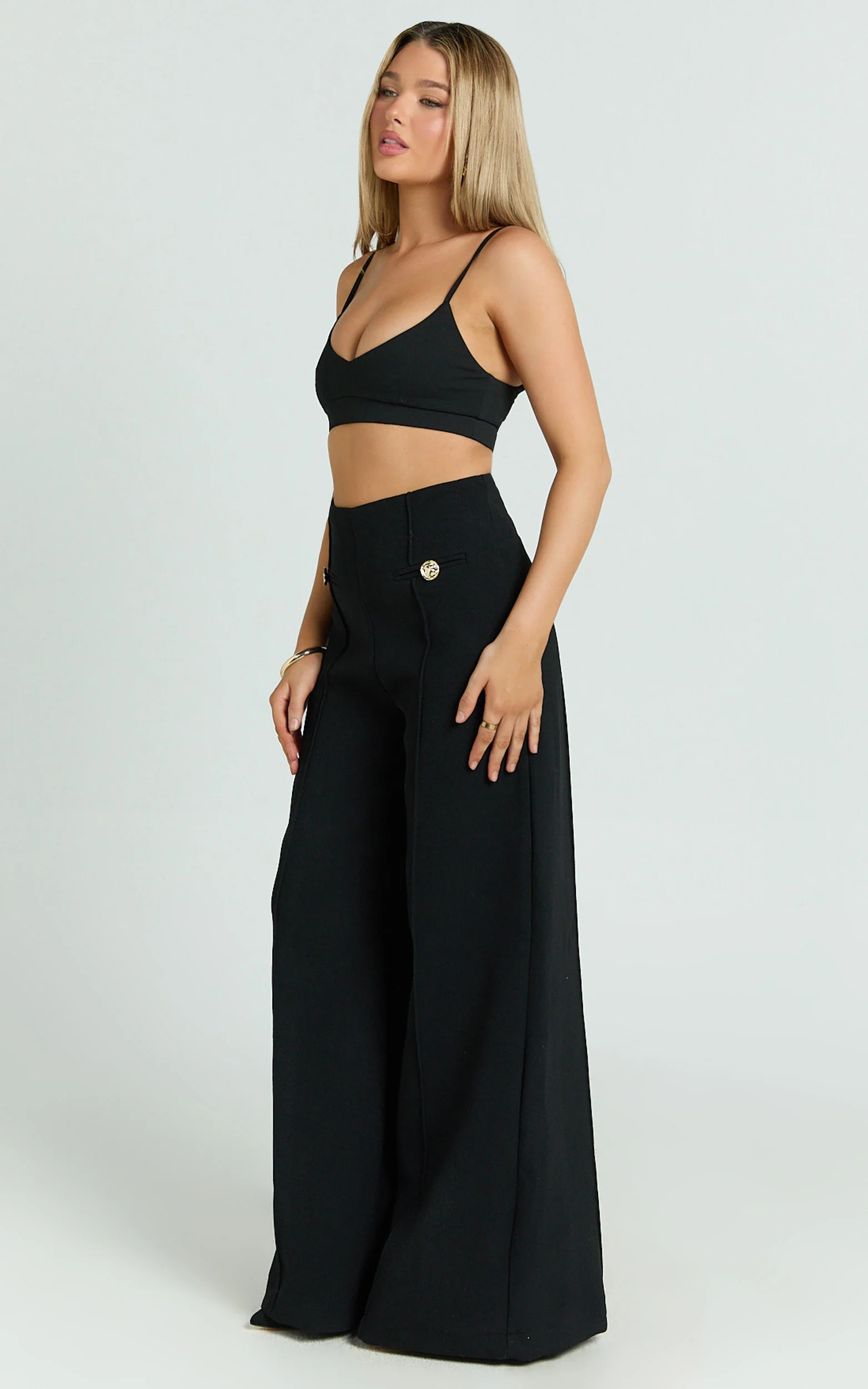 Clara Pants - High Waisted Wide Leg Pants in Black