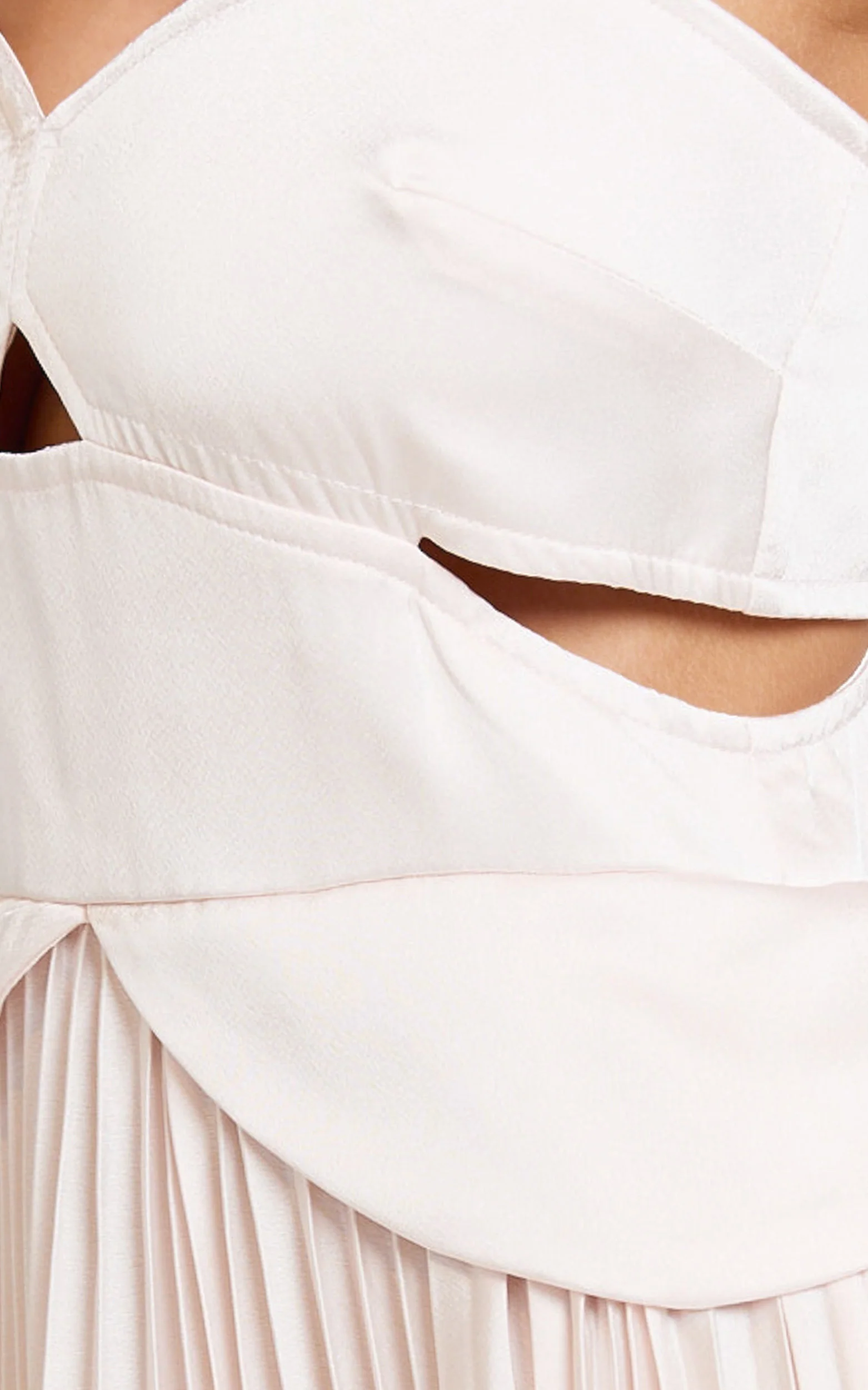 Shay Maxi Dress - Sweetheart Cut Out Pleated Dress in Soft Pink