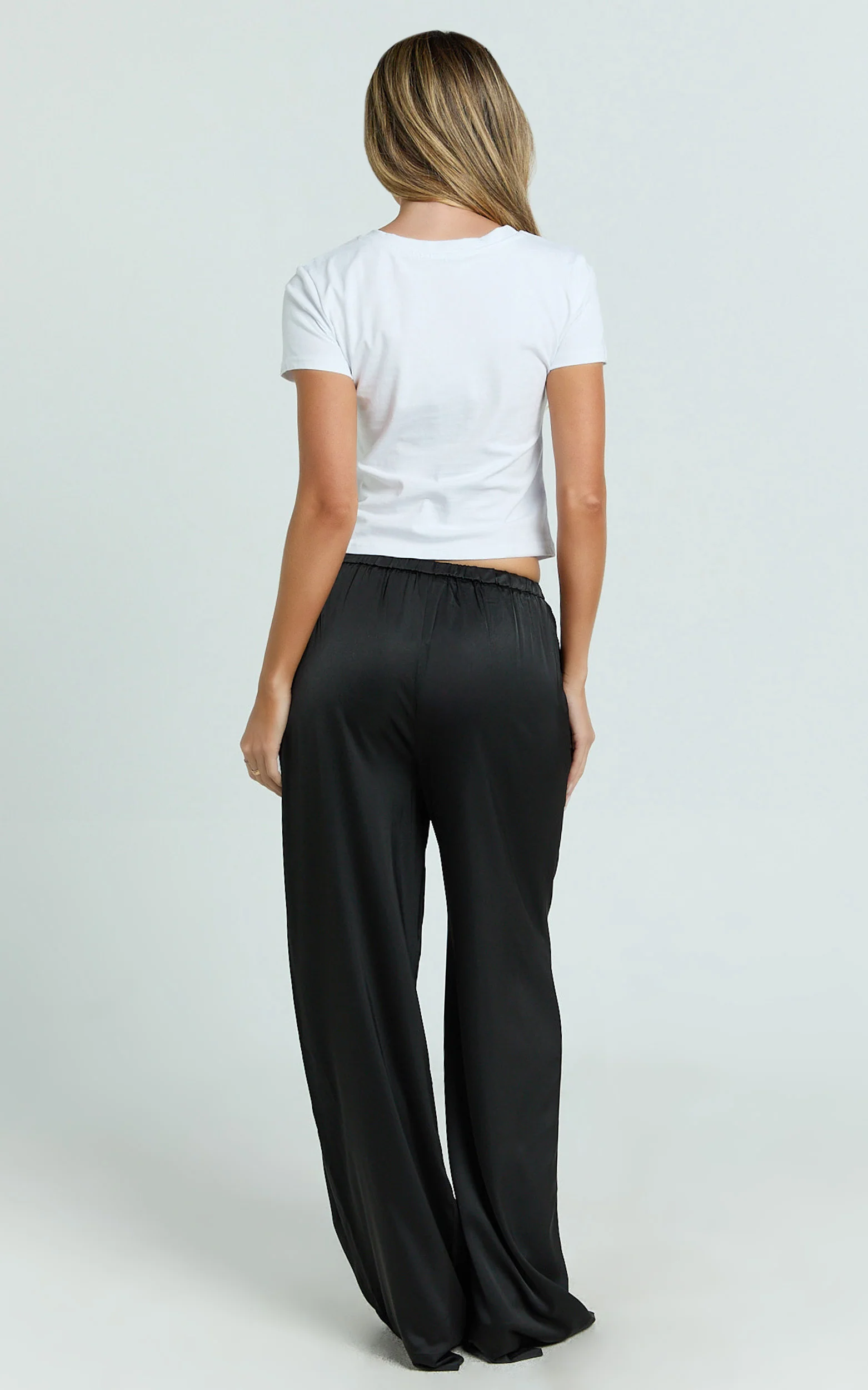 Gloria Pants - Low Rise Straight Leg Pants in Black