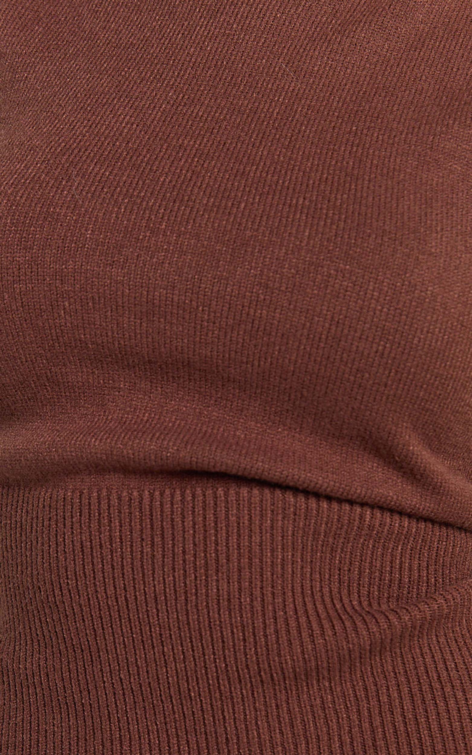 Aveline Top - Sleeveless Roll Neck Knitted Top in Chocolate