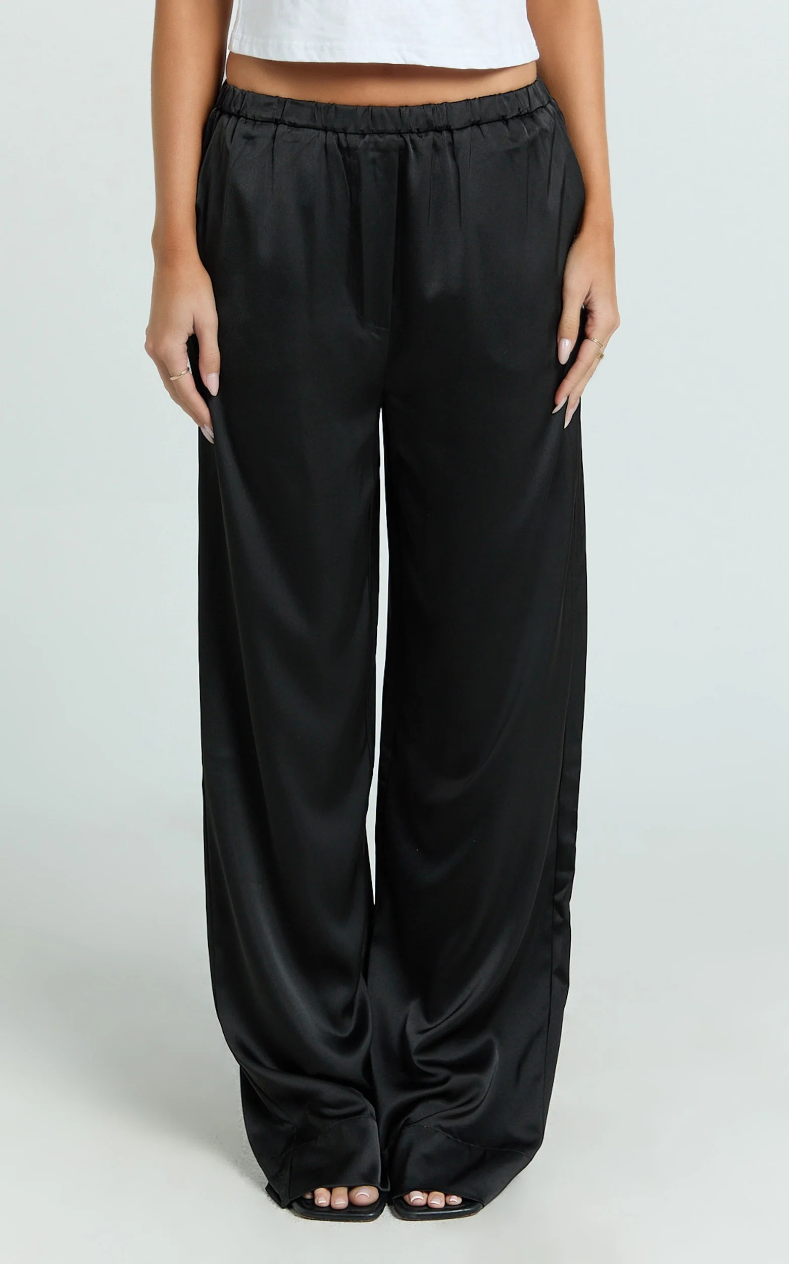 Gloria Pants - Low Rise Straight Leg Pants in Black